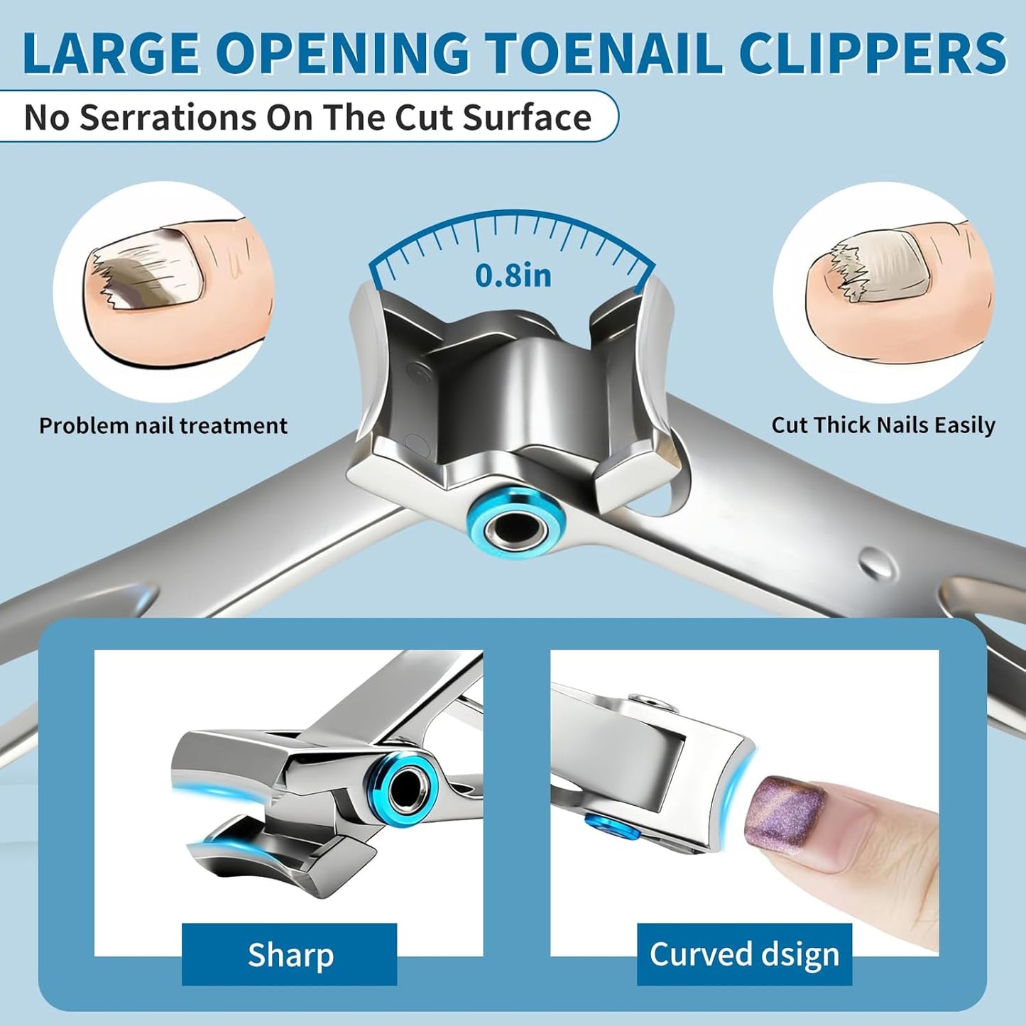 Professional Ingrown Toenail Clippers 7-Piece Set – 360° Rotating Nail Clipper, Toenail Lifter & Wide Opening Nipper | Podiatrist-Recommended Foot Care Kit for Thick & Ingrown Nails