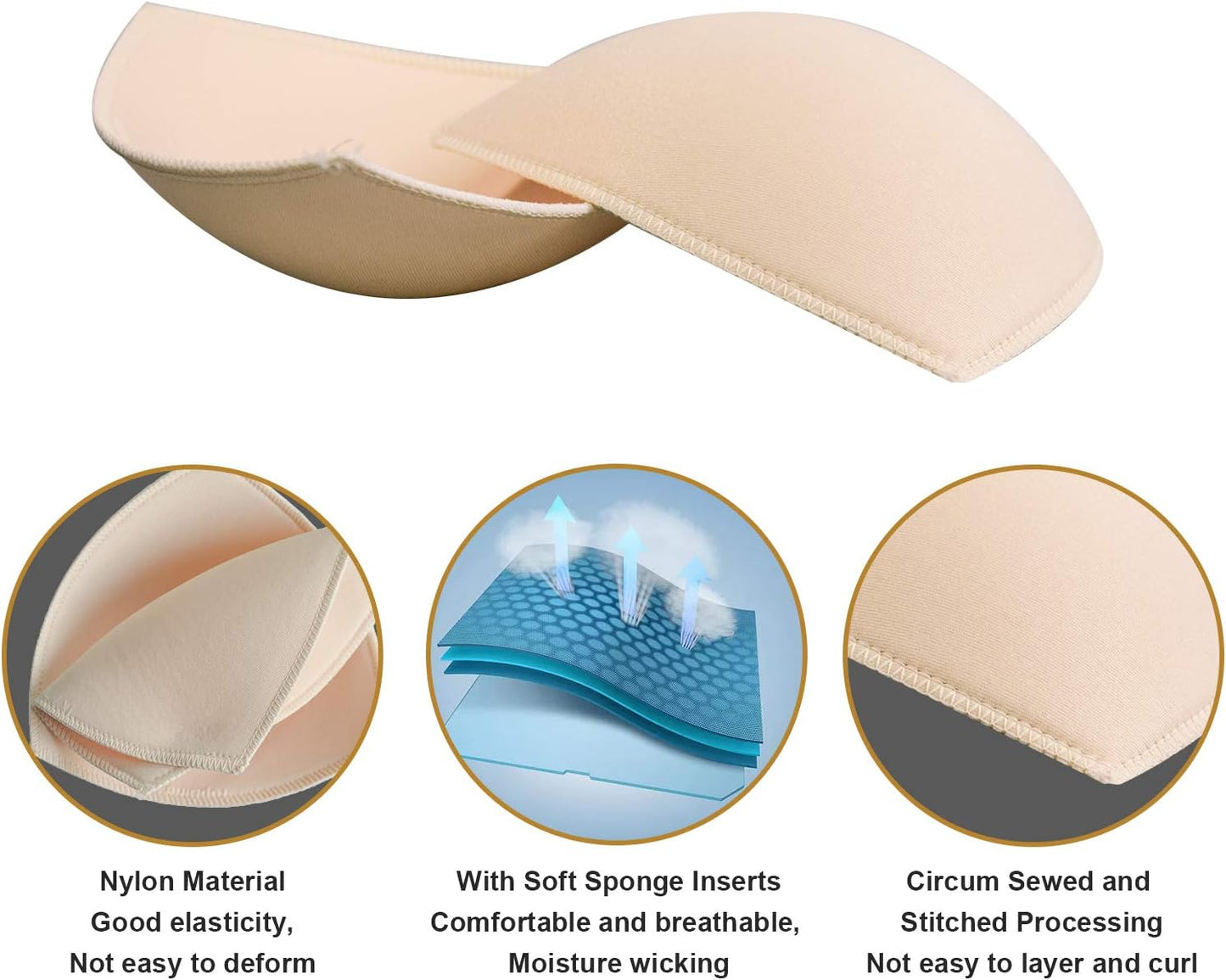 Bra Pad Insert,Removable Sport Bra Cup Triangle Breathable & Reusable Bra Pad for Yoga Bra,Swimsuits,Bikini