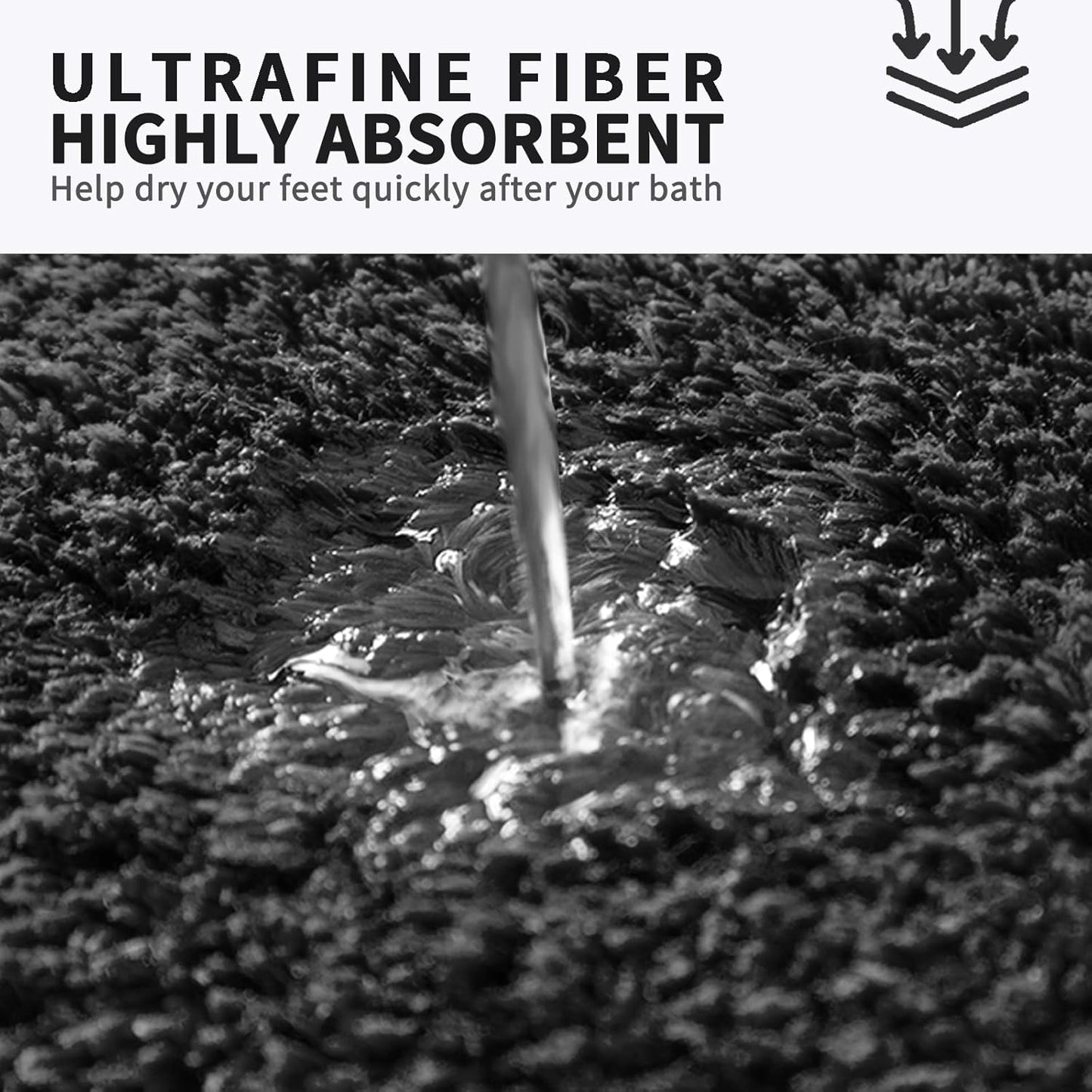 FIFU Bathroom Rugs 17" W x 24" L, Bath Mat for Bathroom, Bedroom, Laundry Room & Kitchen, Non-Slip Rubber Latex Backing, Extra Soft and Absorbent Microfiber Carpet, Machine Washable Rug, Black