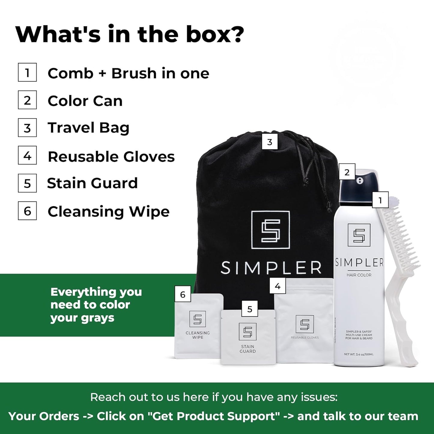 Simpler Hair Color for Men Kit for Full Gray Coverage - Light Brown Men’s Hair Dye - Easy Hair or Beard Dye for 100% Gray Coverage - Ammonia Free Hair Color, Beard Coloring for Men