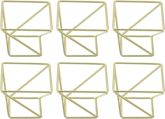 uxcell 6Pcs Air Plant Holder, Makeup Sponge Drying Holder Rack, Tabletop Air Fern Display Stand, Makeup Beauty Egg Dry Stand for Dressing Table Home Decoration, Gold (50x50x42mm)