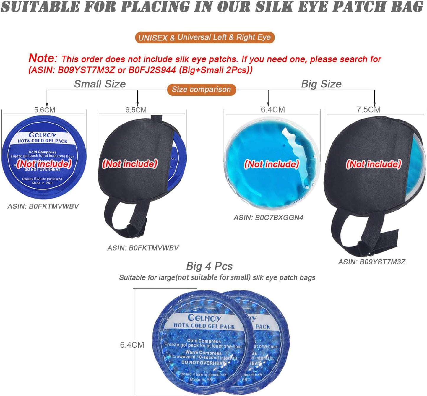 Ice Eye Patches for Puffy Eyes, Cooling Medical Eye Patch Pad Gel Pack Cover Eyepatch Cold Hot Therapy Eye Bags Dark Circles After Surgery Adult Kid (2PCS)