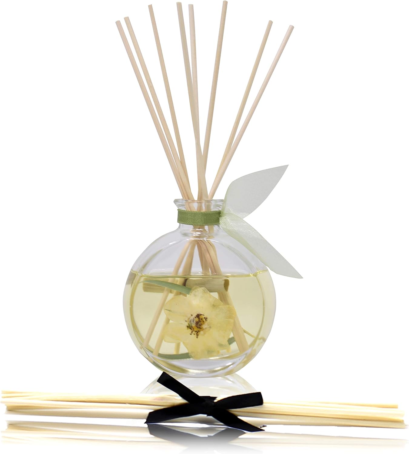 LOVSPA Reed Diffuser Set, Bamboo Jasmine Scented Oil Diffuser with Sticks, Home Fragrance Accessories for Bathroom Shelf Decor, Aroma Diffusers for Home or Office Desk, USA Made