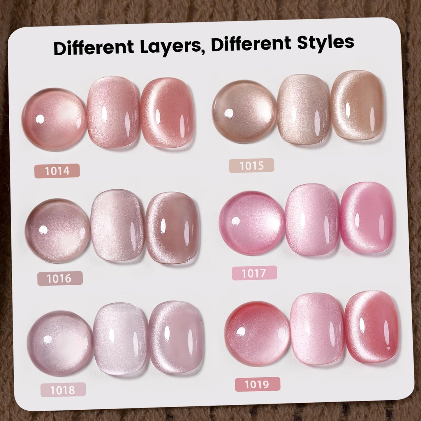 RARJSM Nude Glitter Cat Eye Gel Nail Polish Set 6Pcs Ceramics Pink Light Purple Brown Velvet Shimmer Smoothie Cateye Gel Polish with Magnetic Stick UV LED Curing Require Home Salon Nail Design