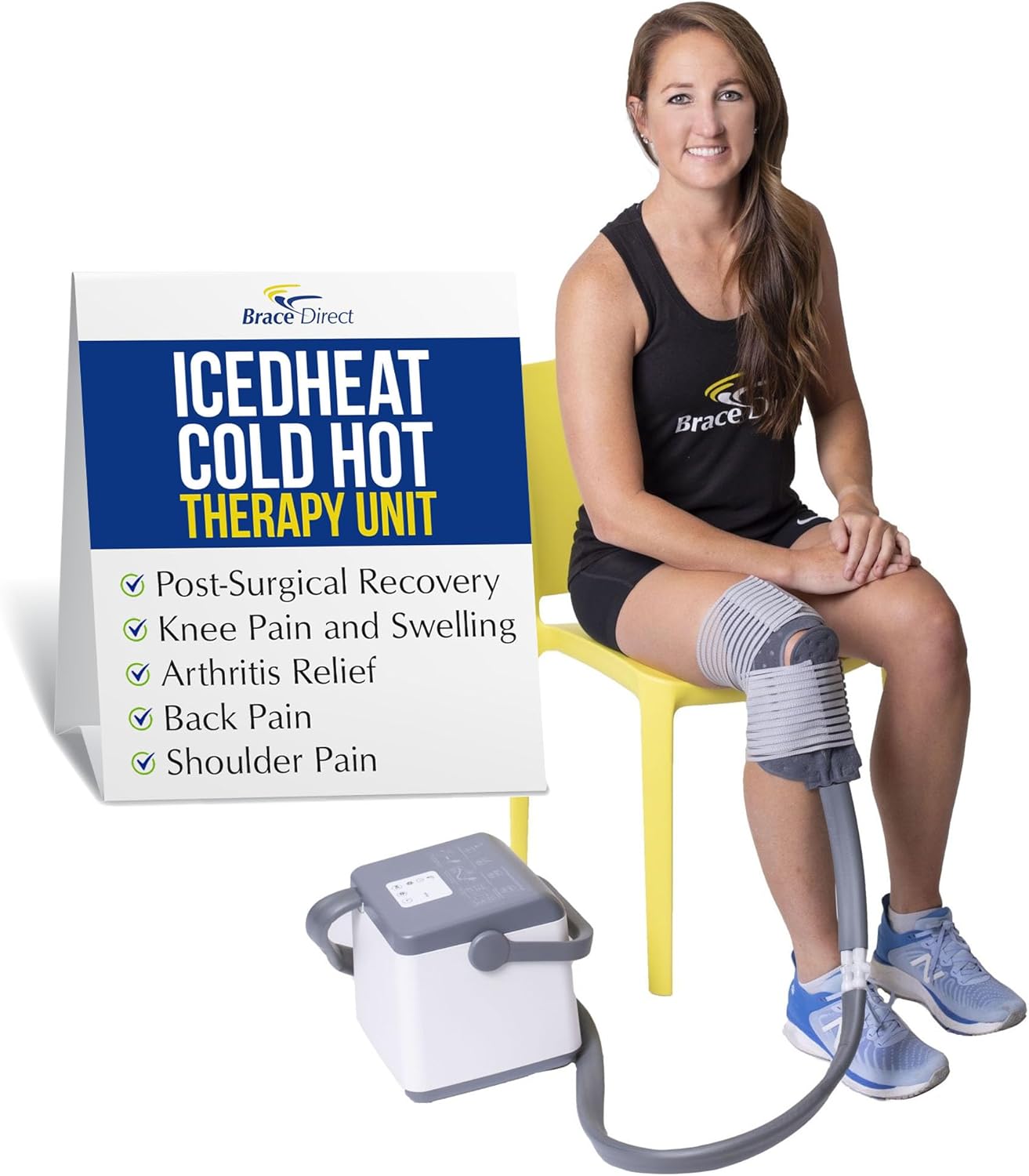 Digital IcedHeat Hot and Cold Therapy Machine with Universal Pad - Circulating Cryotherapy System for Knee, Shoulder, Back, Arthritis, and Post-Surgery Recovery by Brace Direct