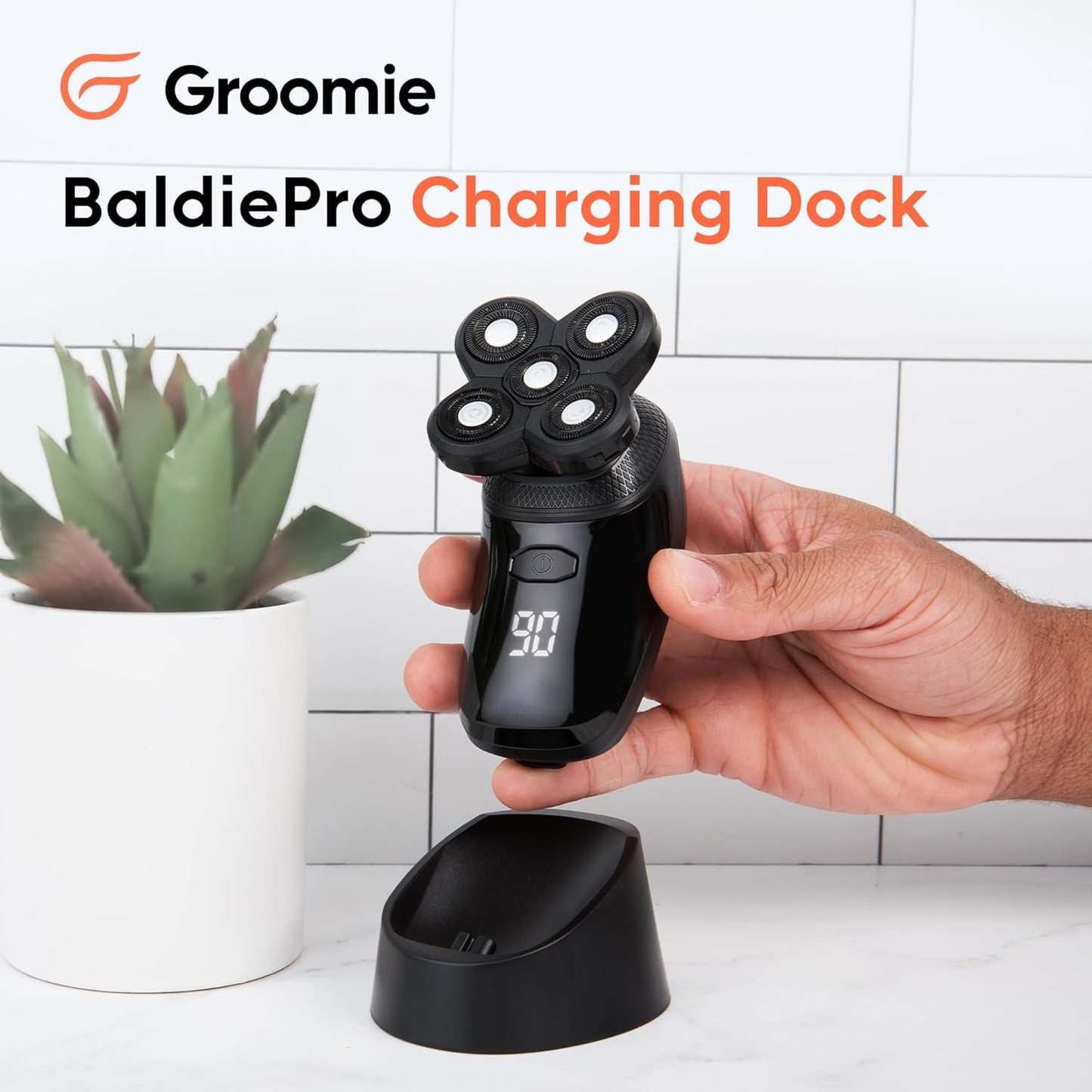 Groomie Charging Dock for BaldiePro Electric Head Shaver - Sleek Portable Charging Stand for Your Trimmer & Electric Hair Rotary Shaver - Mens Grooming Accessories