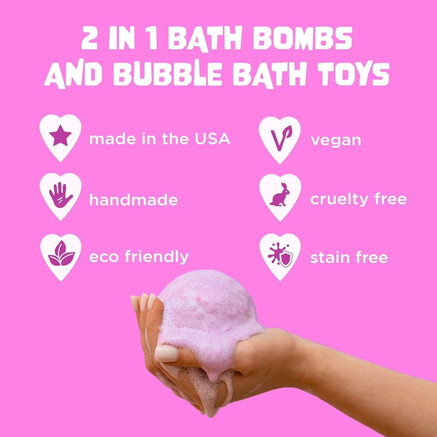 Unicorn Bath Bomb for Girls with Surprise Squishy Toys Inside by Two Sister - Large Bubble Bombs for Kids - Moisturizes Dry Sensitive Skin, Releases Color, Scent, Bubbles - Ideal Gift by Two Sisters