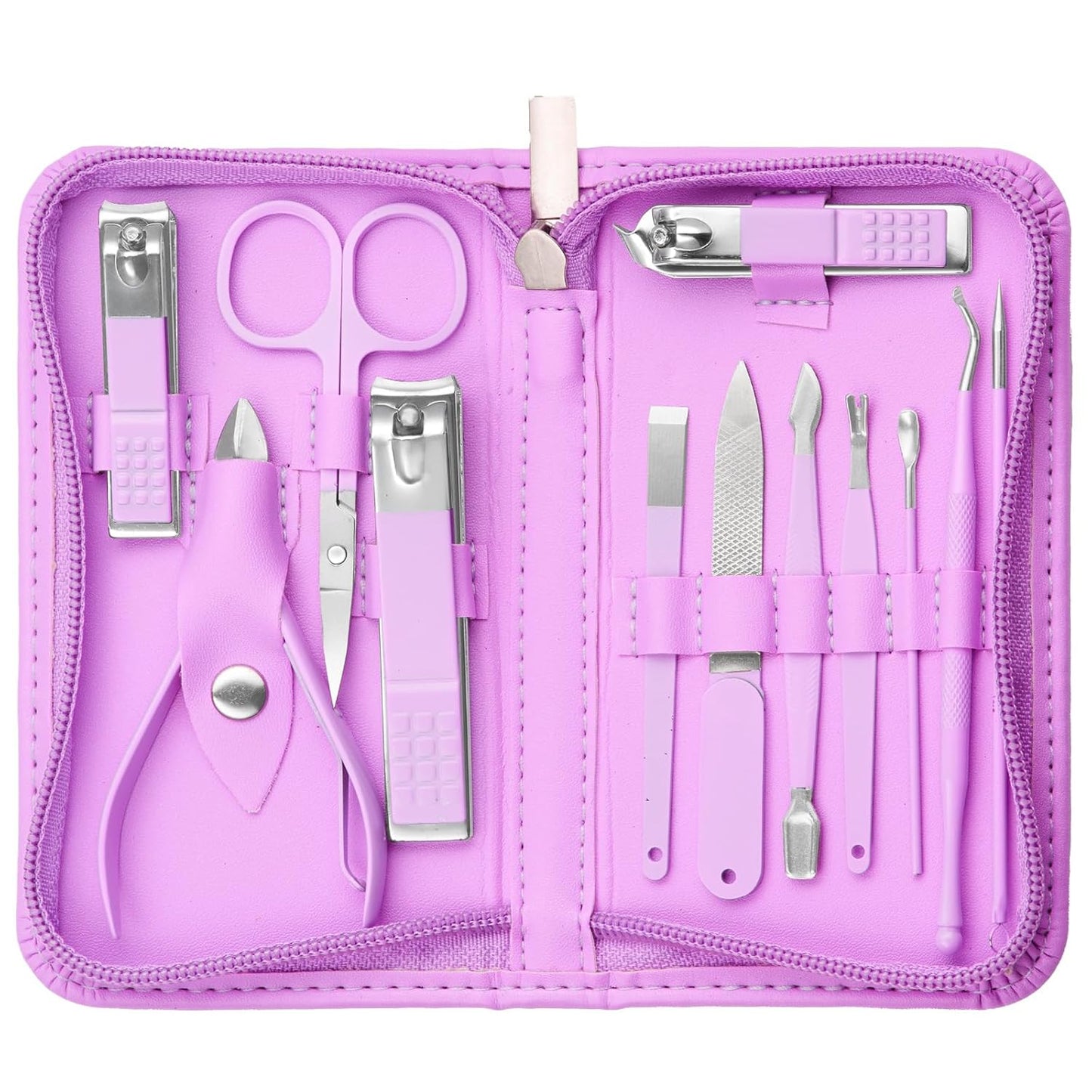 Nail Kit, Manicure Kit, Nail Care Kit for Women, Manicure Pedicure Set, Nail Clippers Toenail Clippers Kit, Professional Manicure Kit Pedicure Kit, Purple Travel Case, Set of 12.