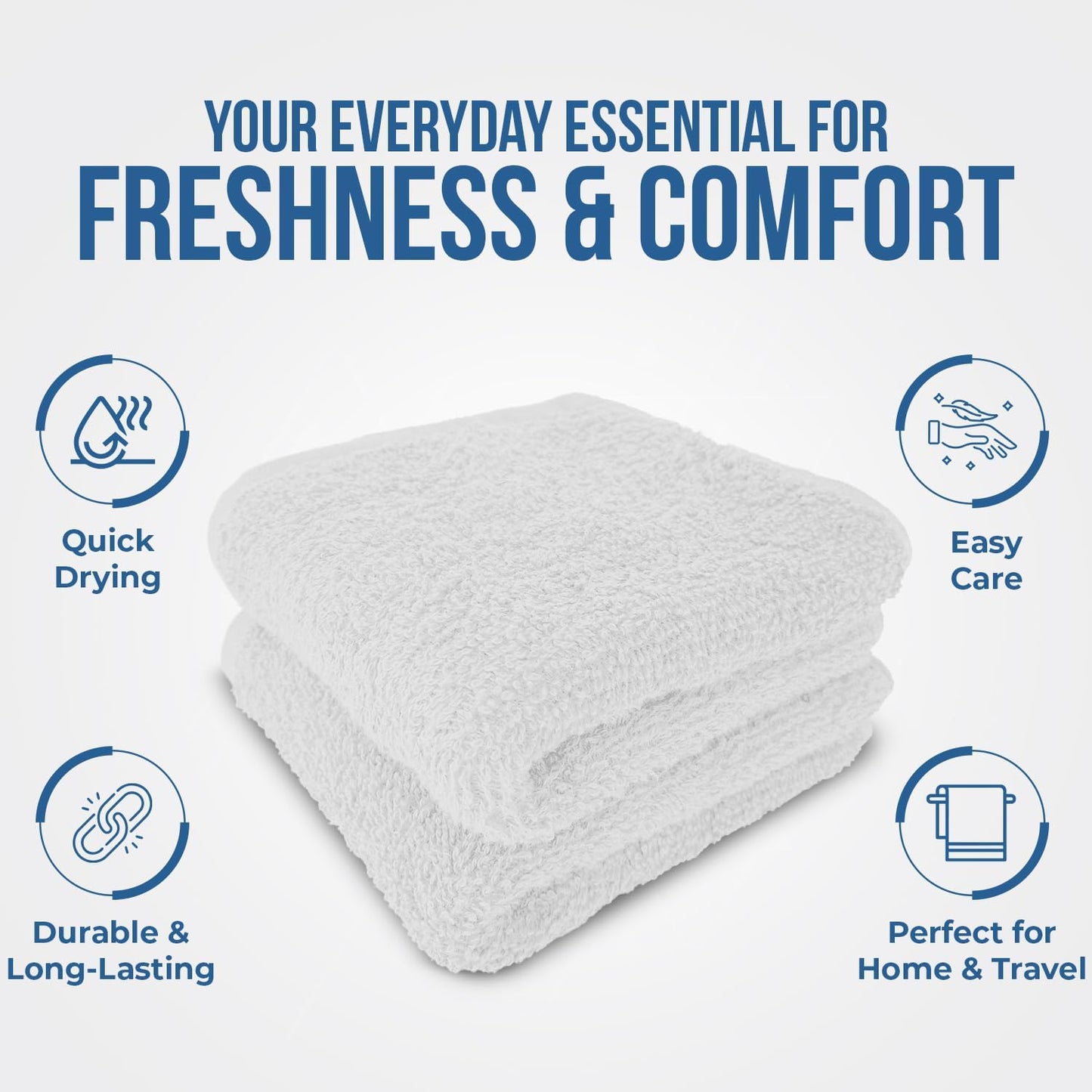 DAN RIVER 100% Cotton Wash Cloths 12 Pack [12x12] Soft & Absorbent wash Rags for Bathroom, Gym, Hotels & Spa Perfect for Everyday Use Fingertip Towels, White