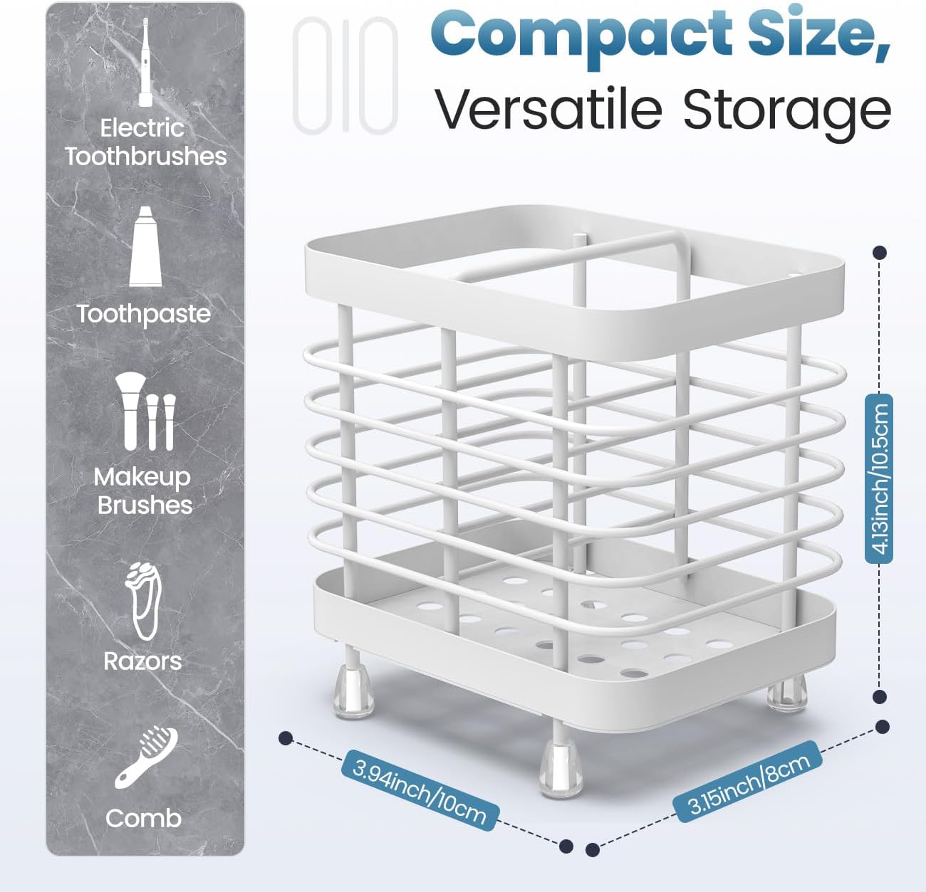 Luxspire Toothbrush Holders for Bathroom, Stainless Steel Electric Toothbrush Holder Wall Mounted, Shower Toothbrush Toothpaste Holder, Bathroom Organizer Essentials, 2 Slots, White