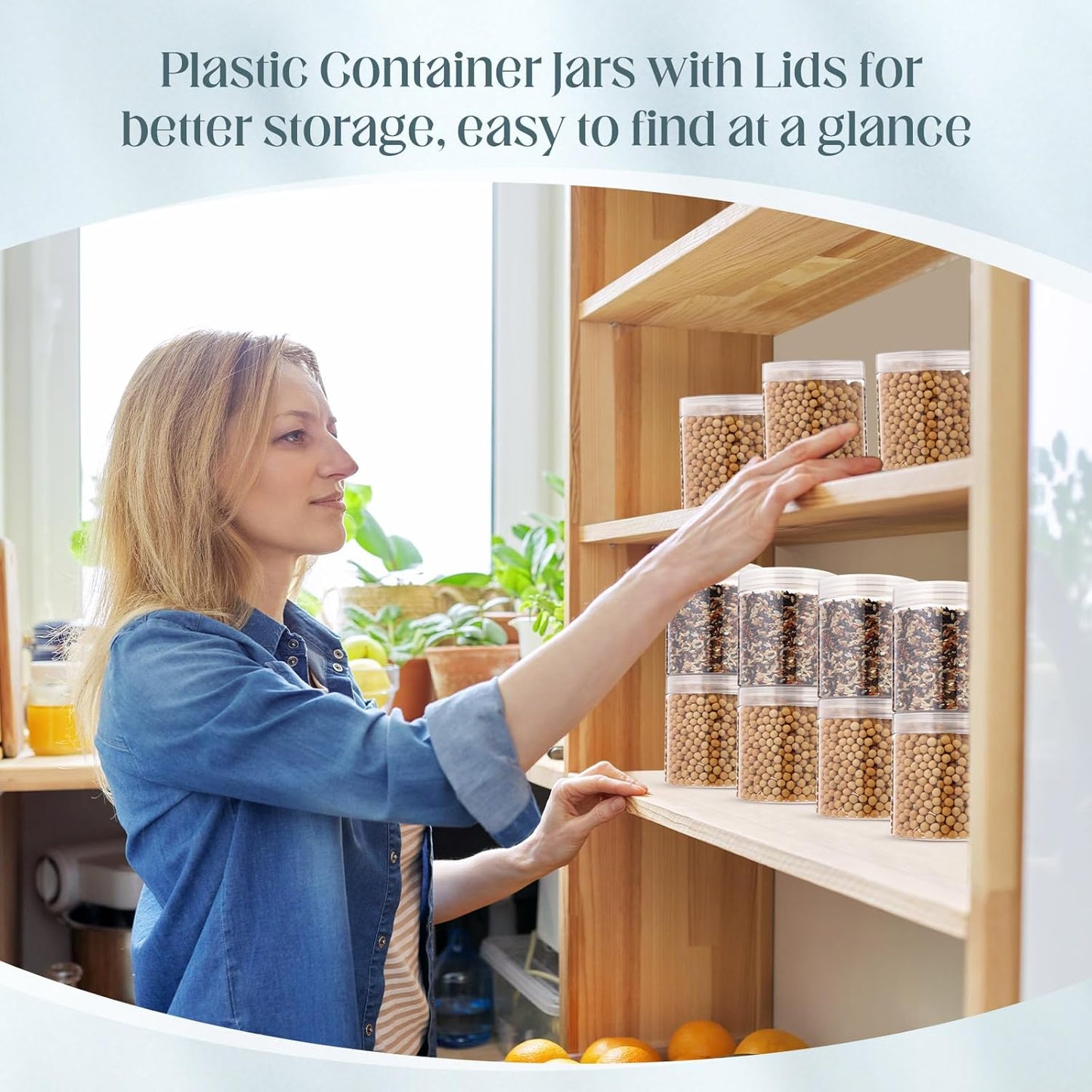 SATINIOR 12 Pack 16 oz Plastic Container Jars with Lids Round Clear Travel Cosmetic Container Slime Jars for Toiletries, Lotion, Cream, Ointments, Makeup, Rhinestone, Samples, Kitchen Storage(Clear)