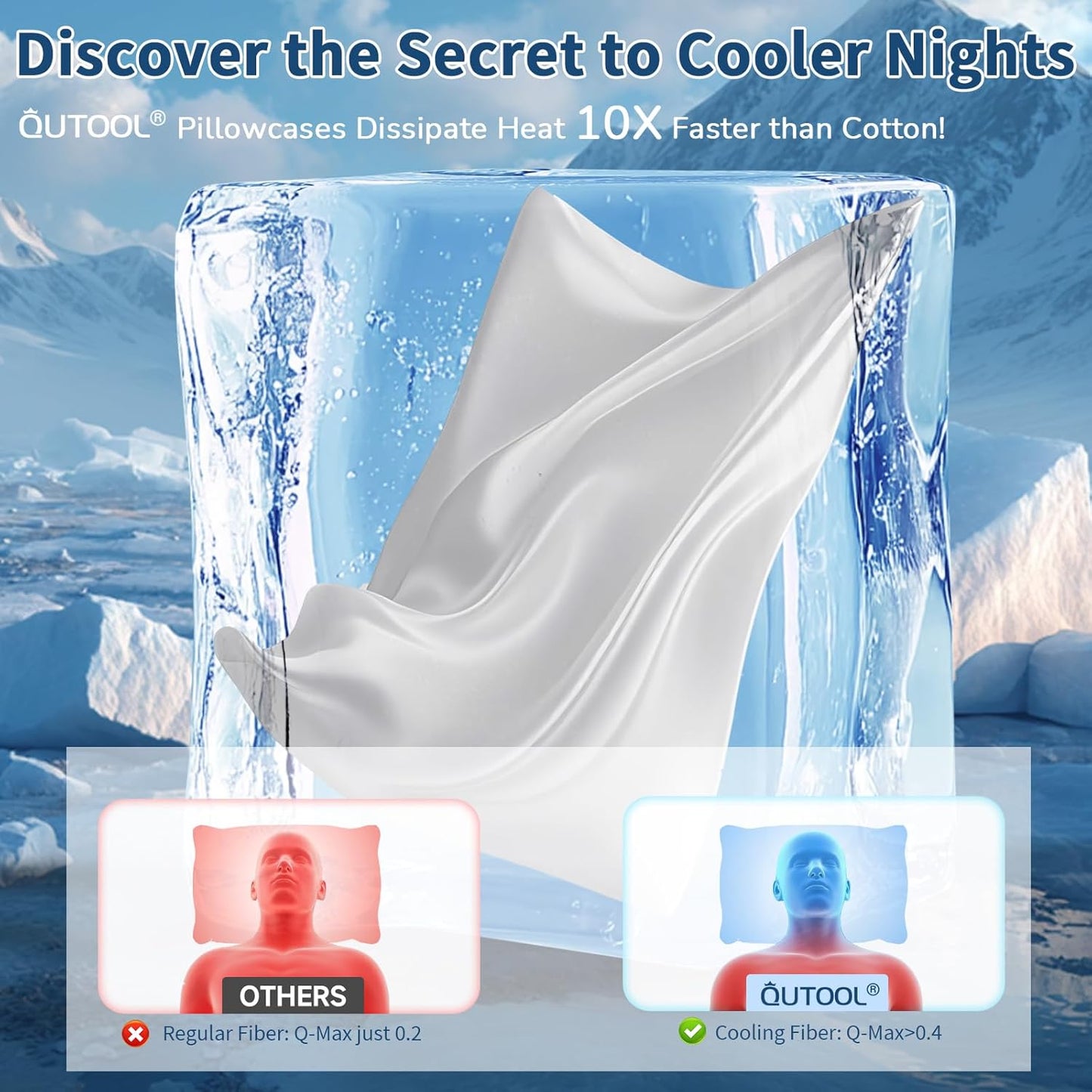 Cooling Pillow Cases 2 Pack for Hot Sleepers and Night Sweats, Ice Cool Pillow Covers Queen Size Set of 2 for Hair Skin Reduces Wrinkles & Frizz Softer Than Silk Pillow Cases, Envelope Closure, White