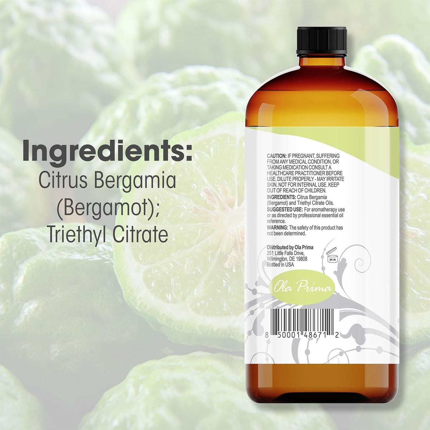 Ola Prima Oils 16oz - Bergamot Essential Oil - 16 Fluid Ounces