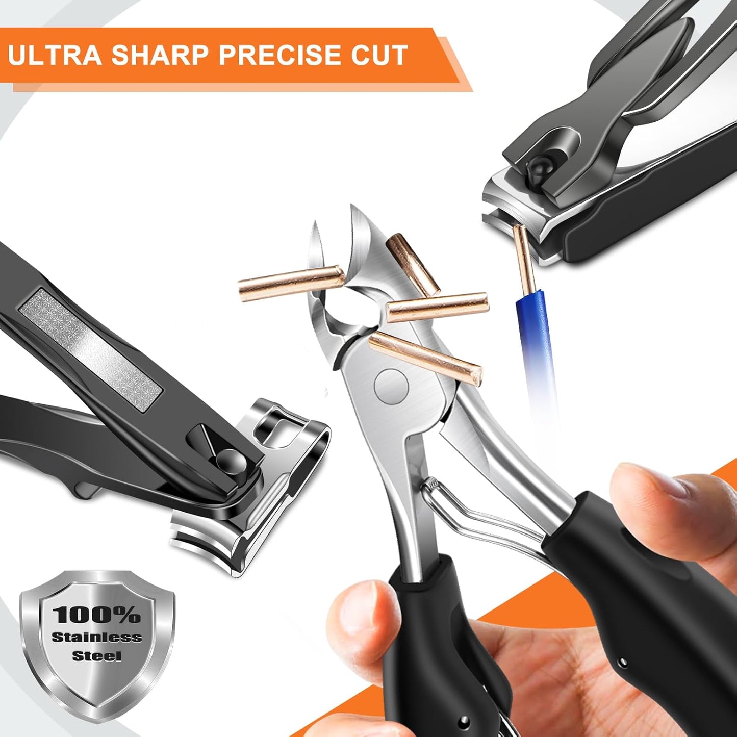 Toenail Clippers for Seniors Thick Toenails, DRMODE Heavy Duty Toe Nail Clippers for Men Thick Ingrown Nails with Wide Opening, Large 360 Degree Rotary Anti-Splash Finger Nail Clippers Adult w Catcher