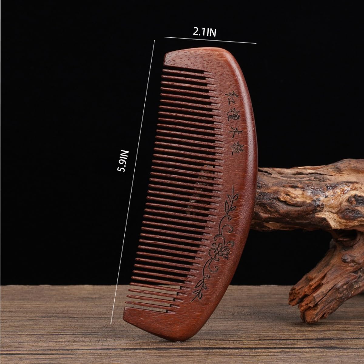 Wooden Hair Comb Set,labor comb, Wide Tooth and Fine Tooth Detangling Combs, Brown, 2 Pack (Medium)