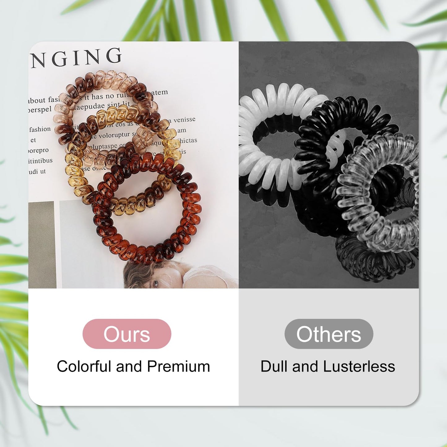 JessLab Spiral Hair Ties for Women, 10-Pack Traceless No-Damage Ponytail Holders, Coils Hair Bands for Girls, Assorted Colors