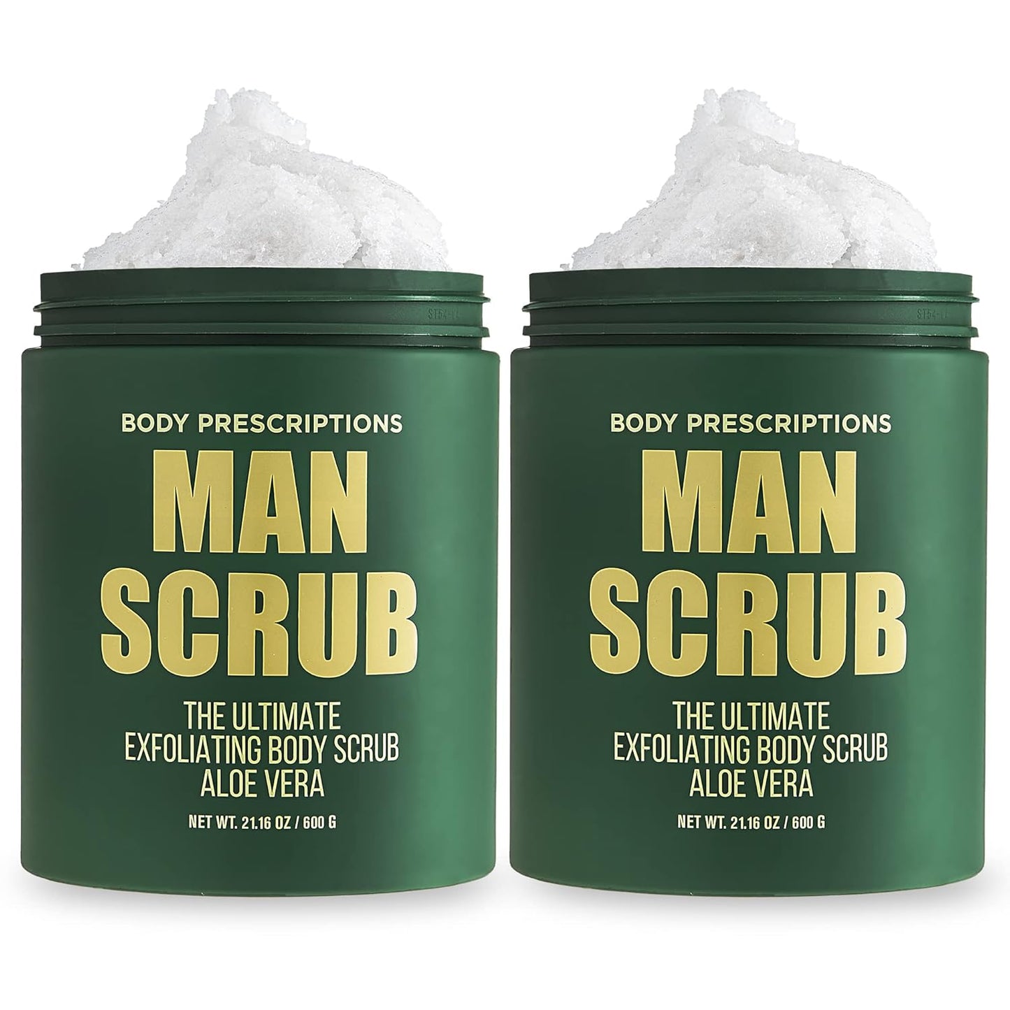 Body Prescriptions Men’s Exfoliating Body Scrub – Ultimate Skin Cleansing Wash in Jar with Twist-Top Lid, For All Skin Types, 21 Ounce (Pack of 2), Aloe Vera