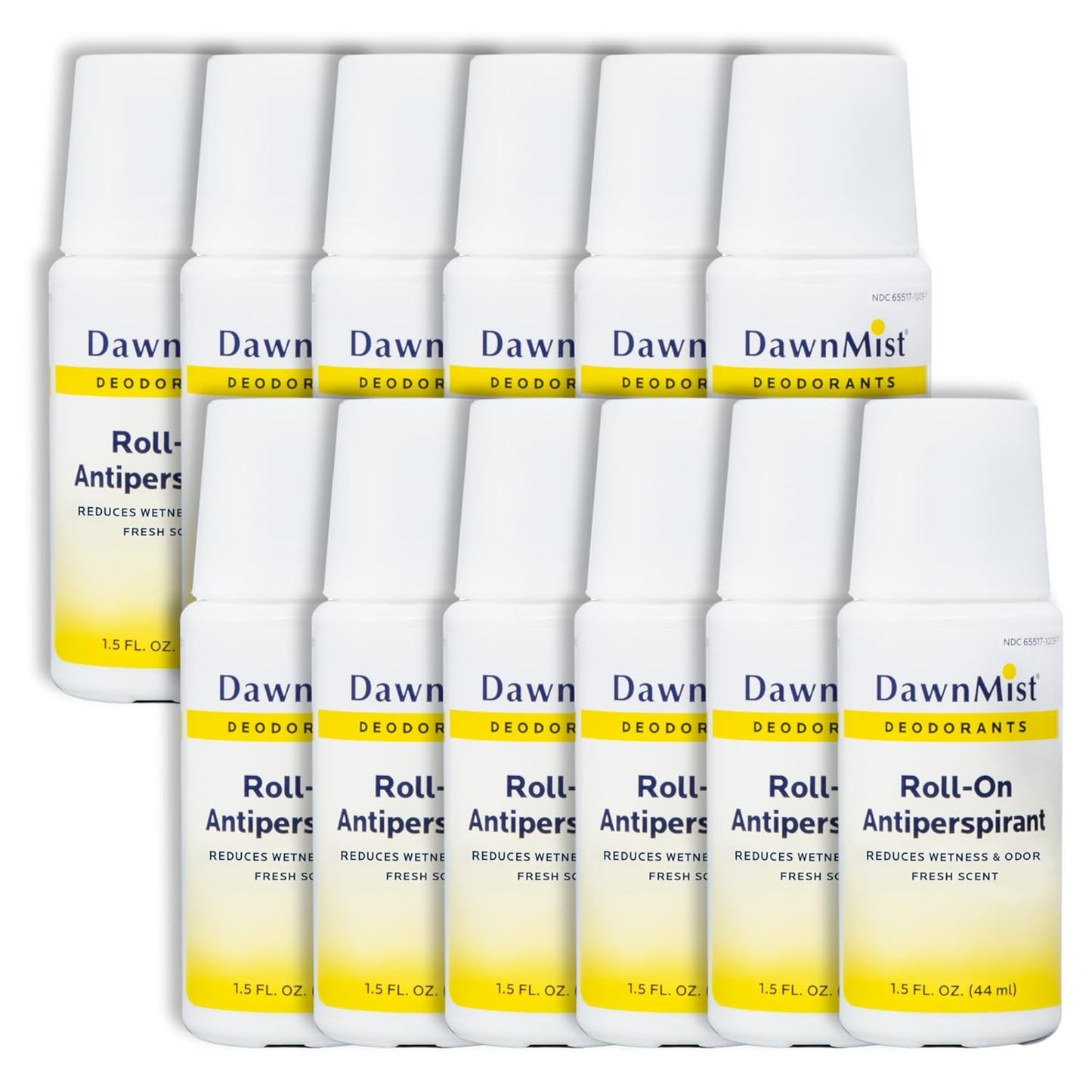 Dukal RD15 DawnMist Roll On Antiperspirant & Deodorant, Fresh Scent, Travel Size, 1.5oz,12 pack