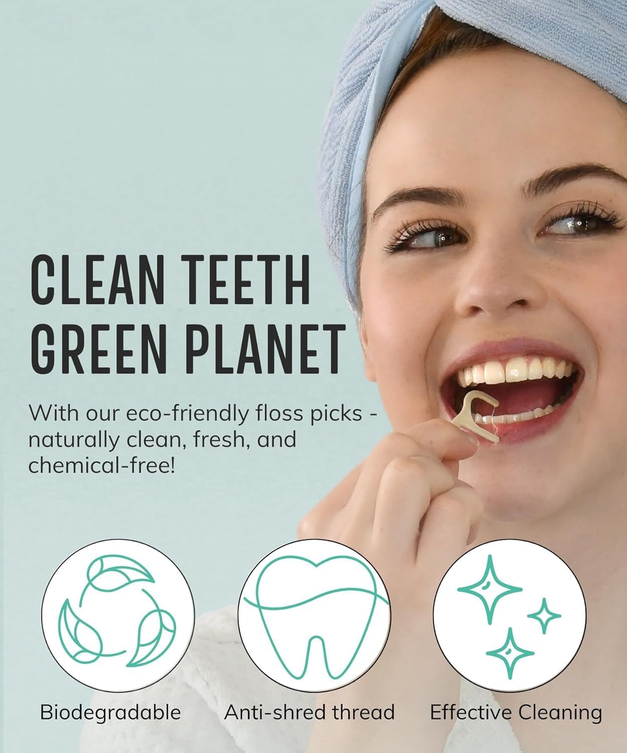 Floss Picks Biodegradable (200pcs) - Plant Based Dental Floss Picks, Natural Flossers for Adults & Kids, Nontoxic Vegan Tooth Pick Flossers & Eco Floss Sticks - Double Thread Unflavored