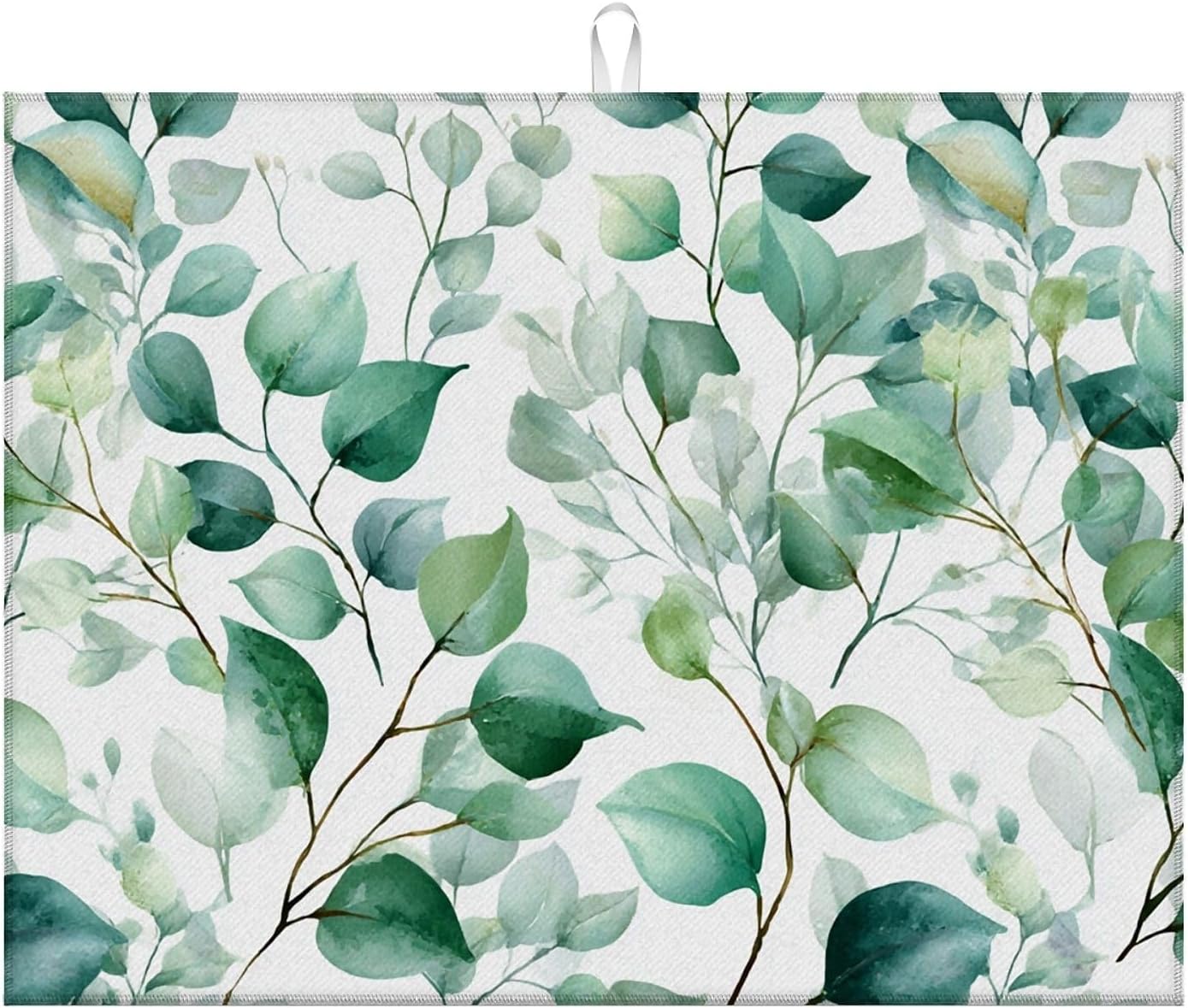 Dish Drying Mat For Kitchen Counter, Sage Green Microfiber Absorbent Dish Drainer Rack Pad Reusable Large 18x24in Drying Mat