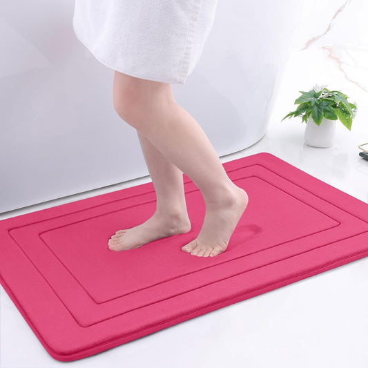 Arotive Memory Foam Bathroom Rug Mat 36x24, Ultra Soft and Absorbent Bath Mat, Machine Wash Dry, Comfortable Bath Rug Carpet for Bathroom Floor, Tub and Shower, Deep Pink