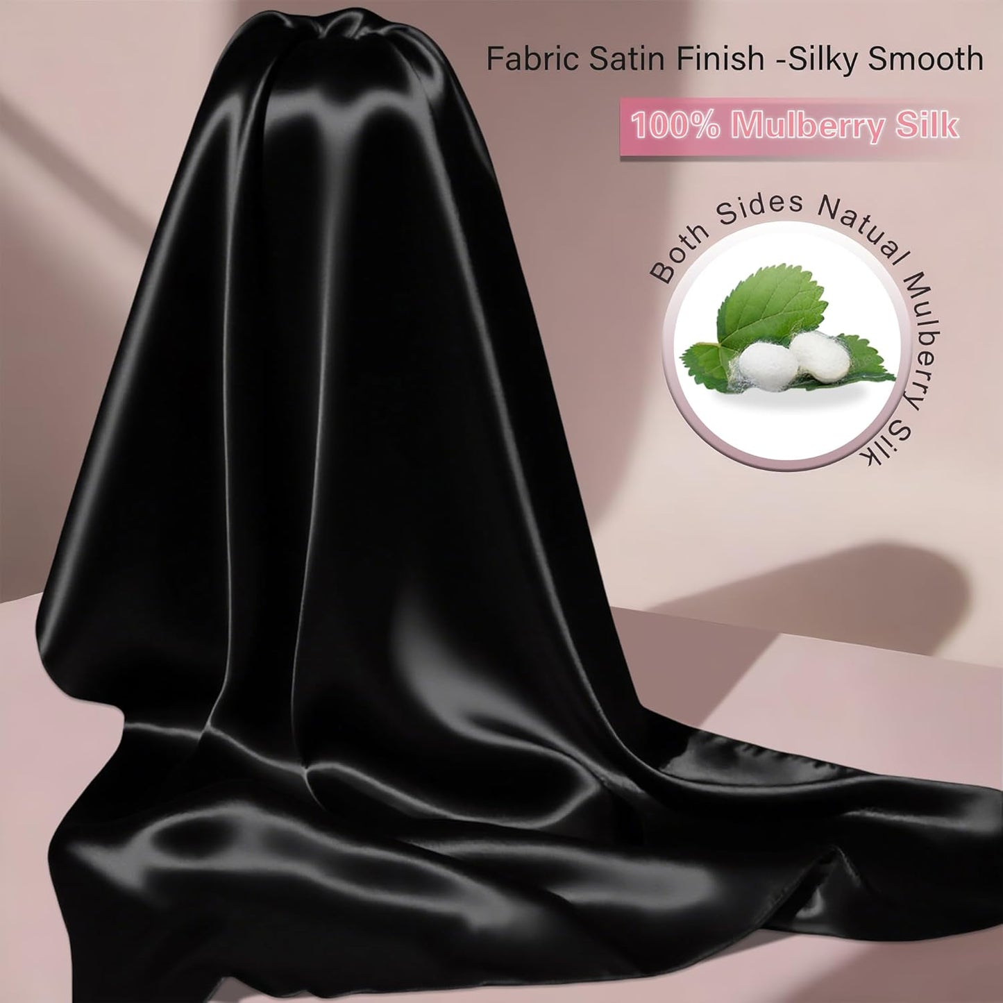 Mulberry Silk King Size Pillow Cases Set of 2, Ultra Smooth Soft Breathable Cooling Pillow Cases for Hot Sleepers, Silk Satin Pillowcases 2 Pack with Zipper for Hair and Skin, Gifts for Women