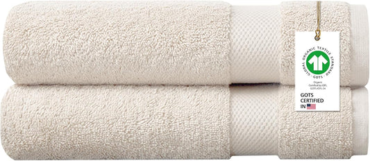 Delara 100% Organic Cotton Towels 650 GSM Plush Feather Touch Quick Dry Bath Sheet, Pack of 2 GOTS Certified, Oeko-Tex Green Certified, Organic Cotton Bath Sheet, 36"X70"