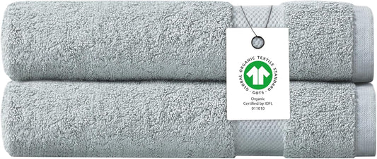 Delara 100% Organic Cotton Towels 650 GSM Plush Feather Touch Quick Dry Bath Sheet, Pack of 2 GOTS Certified, Oeko-Tex Green Certified, Organic Cotton Bath Sheet, 36"X70"