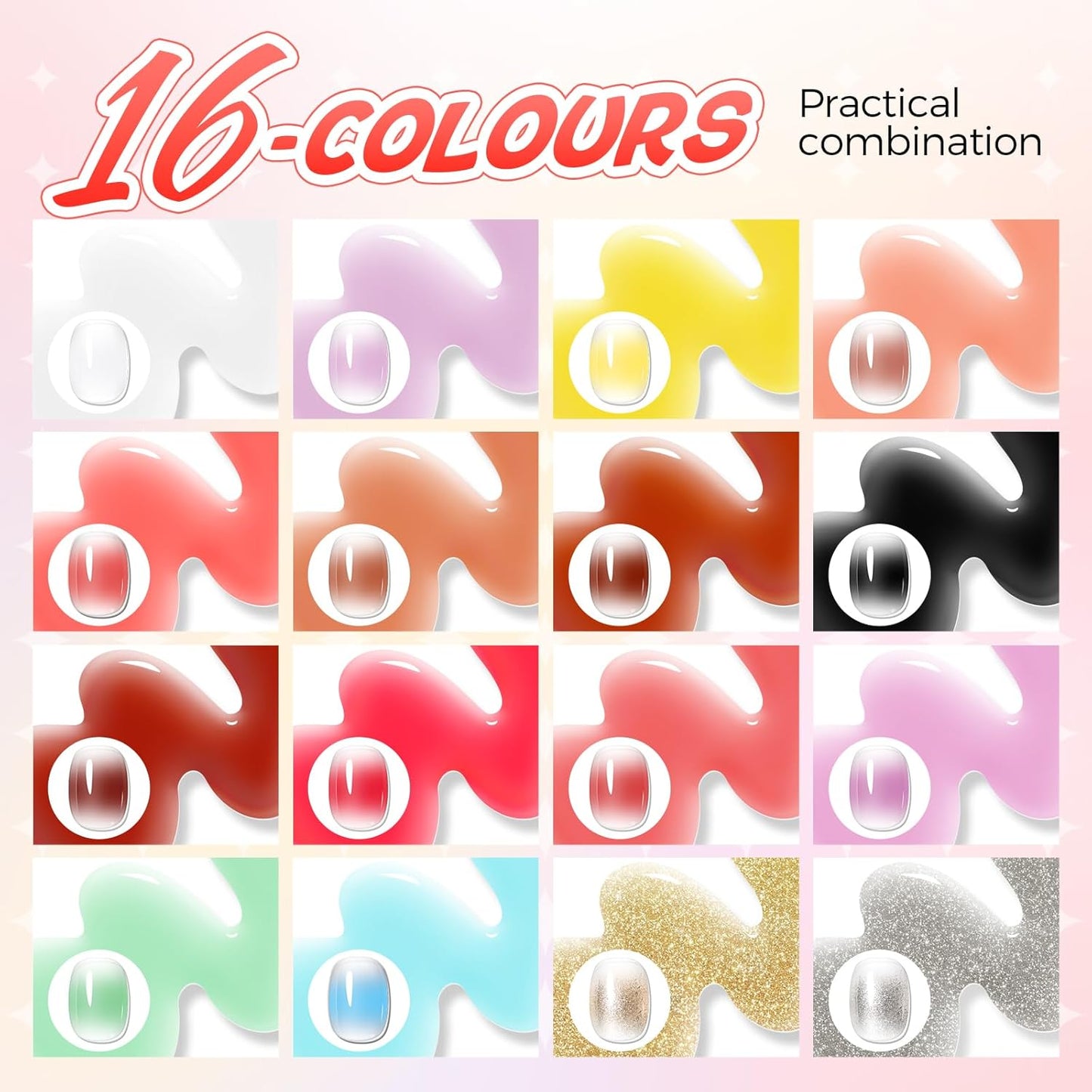 Sponge Pat Painting Gel, 16 Colors Ombre Gel Nail Polish for Ombre Nails Aura Nails, French Manicure DIY Nail Art High-glossy No wipe DIY Palette Cloud Fluff