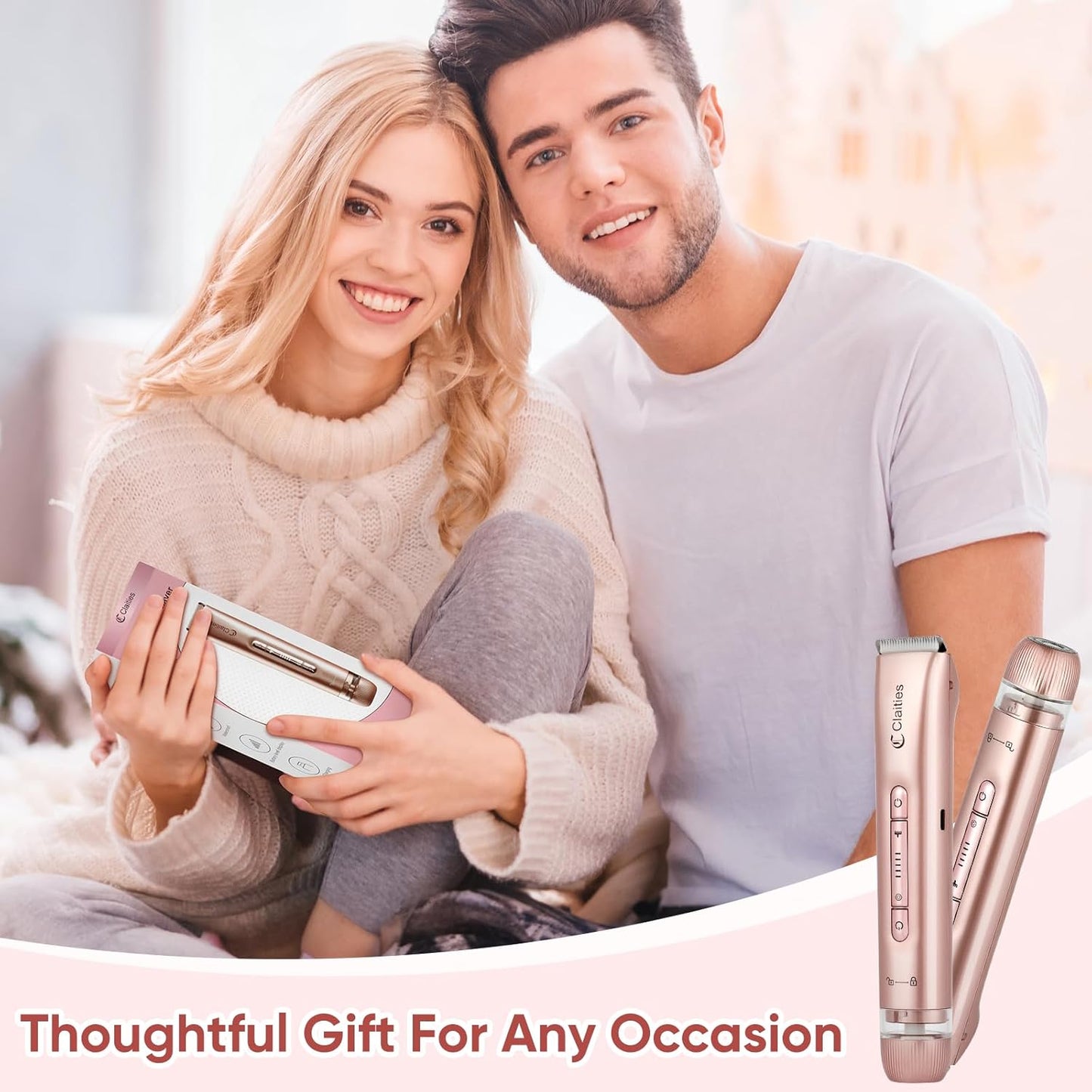 2 in 1 Women Electric Shaver Dual Head Bikini Trimmer for Women IPX7 Waterproof Wet & Dry Use Body Hair Trimmer and Facial Hair Remover for Bikini Underarm Leg Arm Body Face