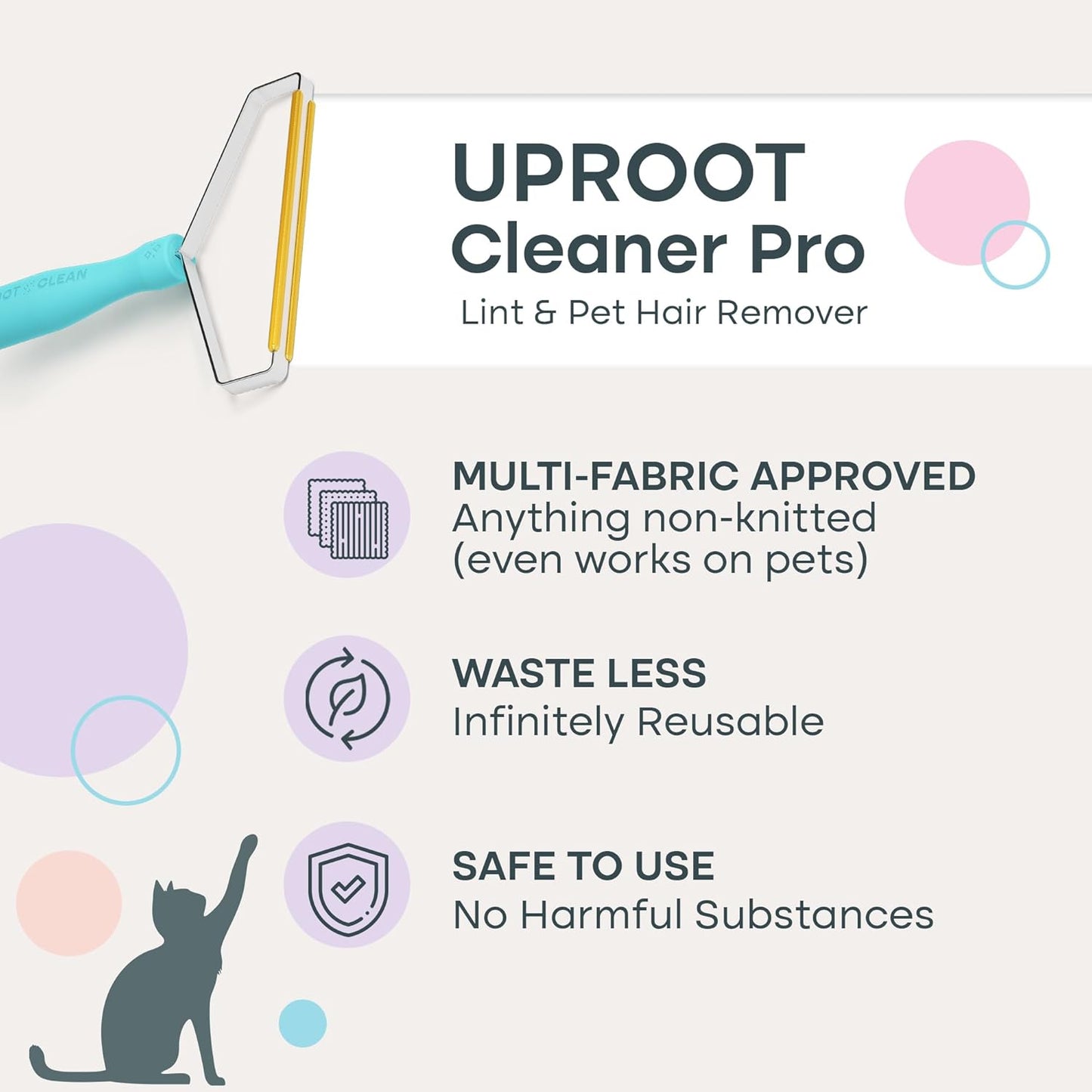 Uproot Cleaner Pro Pet Hair Removal Tool - Special Dog Hair Remover Multi Fabric Edge and Carpet Rake by Uproot Clean - Cat Fur Remover for Couch, Pet Towers, Rugs, Cat Mats and Trunks & Much More