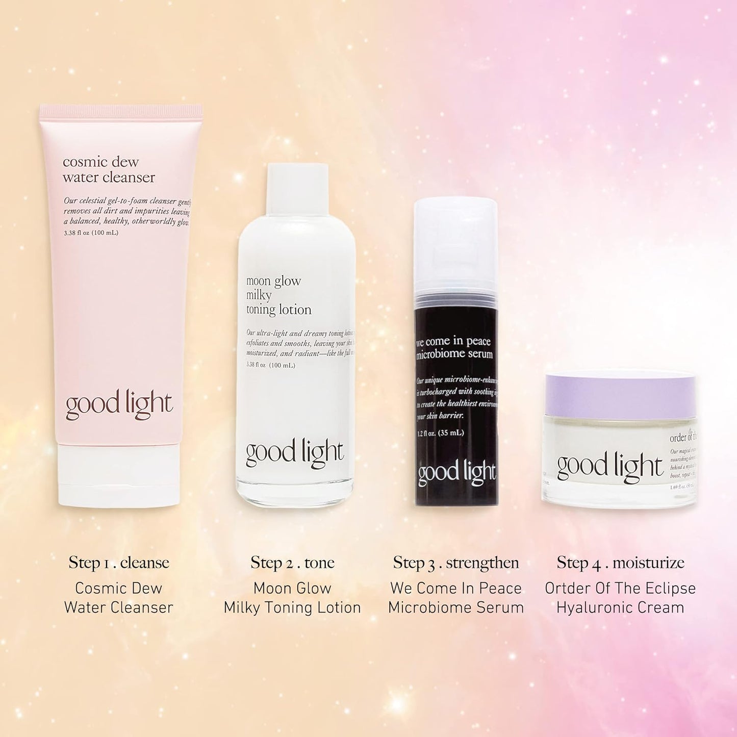 good light Cosmic Dew Water Cleanser. Celestial Gel-to-Foam Face Wash Cleanser. Made with Glycerin and Hyaluronic Acid. Hydrating, Sensitive Skin Safe Korean Skin Care. (3.38 fl oz)