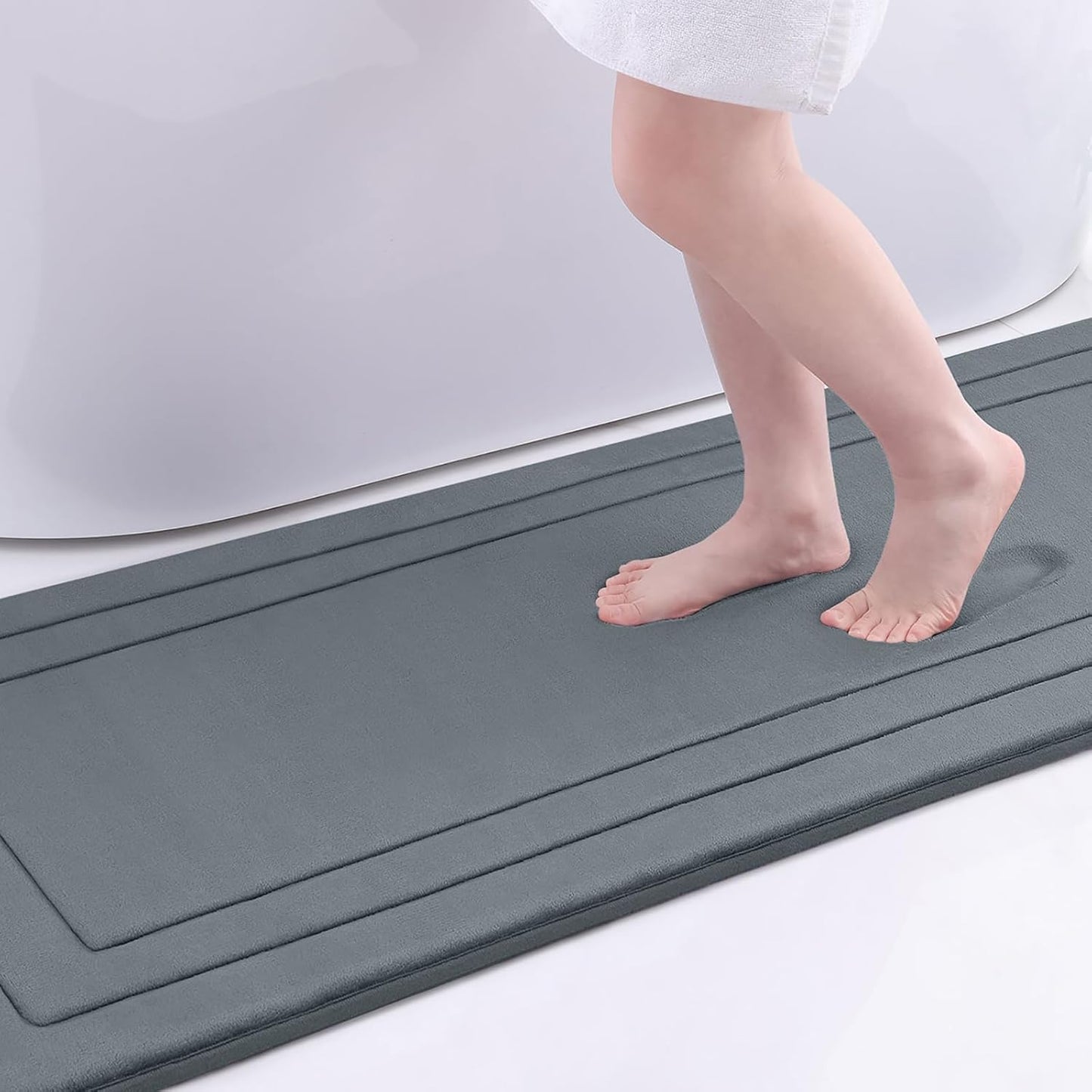 Arotive Memory Foam Bathroom Rug Mat 70x24, Ultra Soft and Absorbent Bath Mat, Machine Wash Dry, Comfortable Bath Rug Carpet for Bathroom Floor, Tub and Shower, Dark Grey