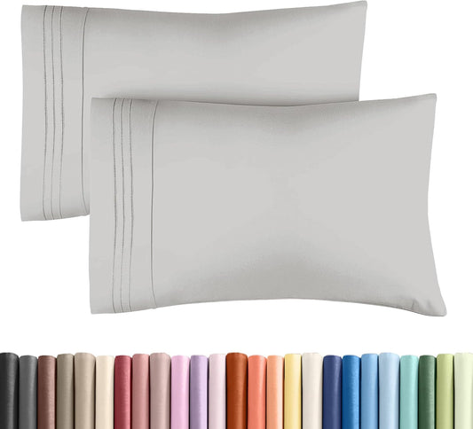 King Pillow Cases Set of 2 - Ultra Soft Hotel Quality Pillowcase Covers - Comfy, Cozy & Wrinkle Free - Shrink, Stain & Fade Resistant - Machine Washable Pillow Protectors - 2 Piece Set - French Grey