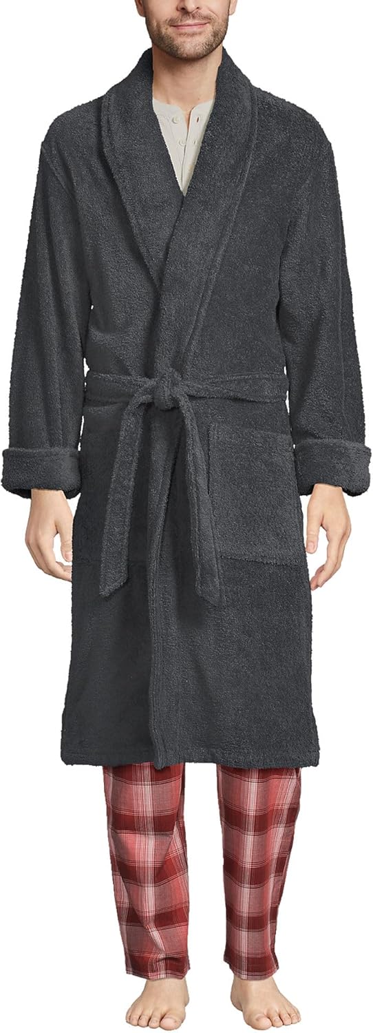 Lands' End Men's Calf Length Turkish Cotton Terry Bathrobe