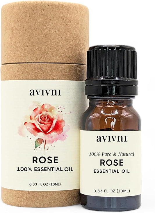 Avivni Rose Otto Essential Oil - 100% Pure & Natural, Undiluted for Aromatherapy, Hair, Diffuser (0.33oz - 10ml)