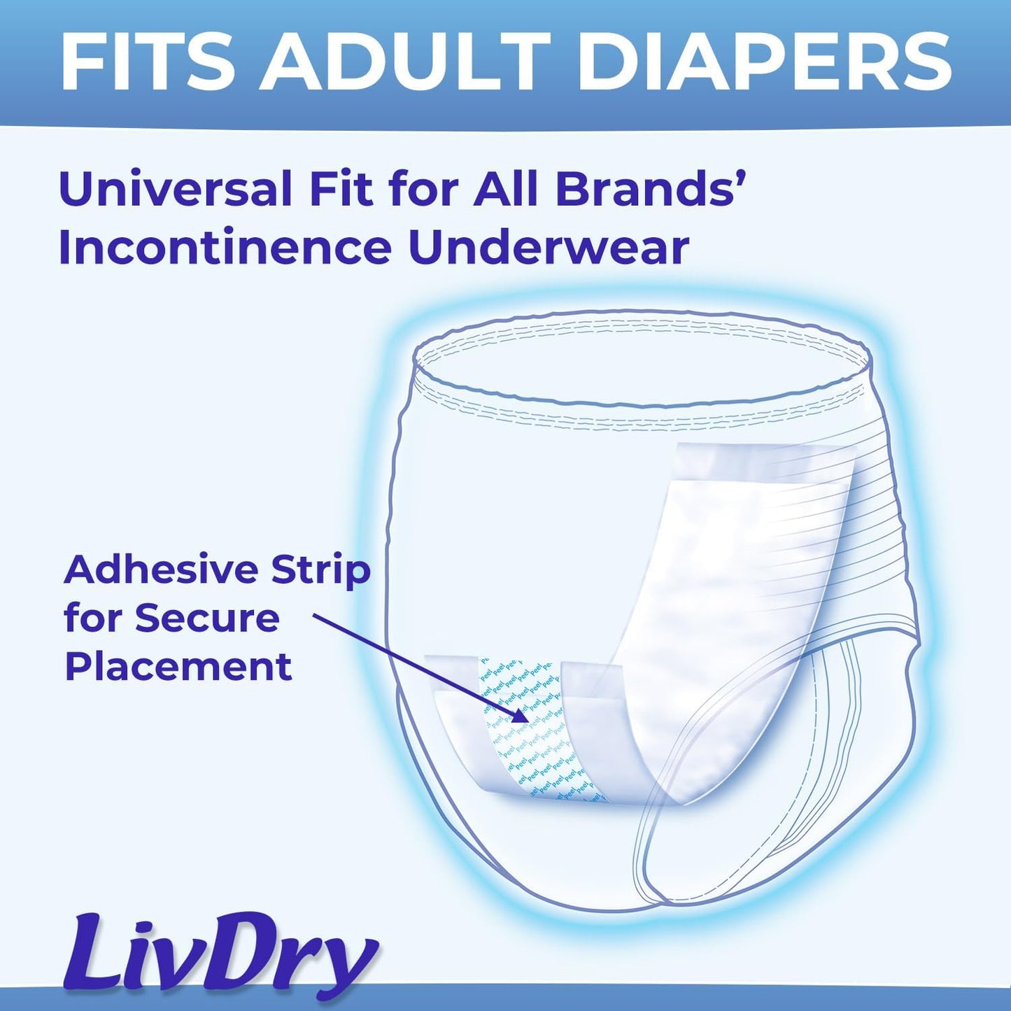 LivDry Incontinence Booster Pads, Use with Adult Diapers for Women and Men, Extra Comfort Softness, Disposable Pad (80 Count, Regular Length)