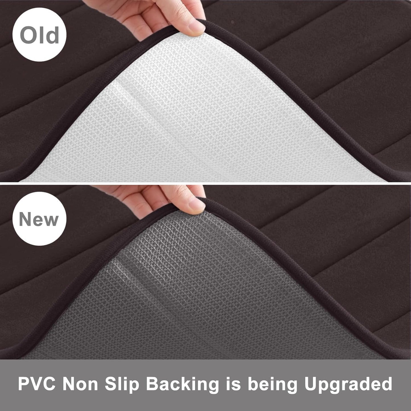 Buganda Memory Foam Bath Mat, 35.4" x 24", Ultra Soft and Non-Slip Bathroom Rugs, Water Absorbent and Machine Washable Bath Rug Runner for Bathroom, Shower, and Tub, Brown