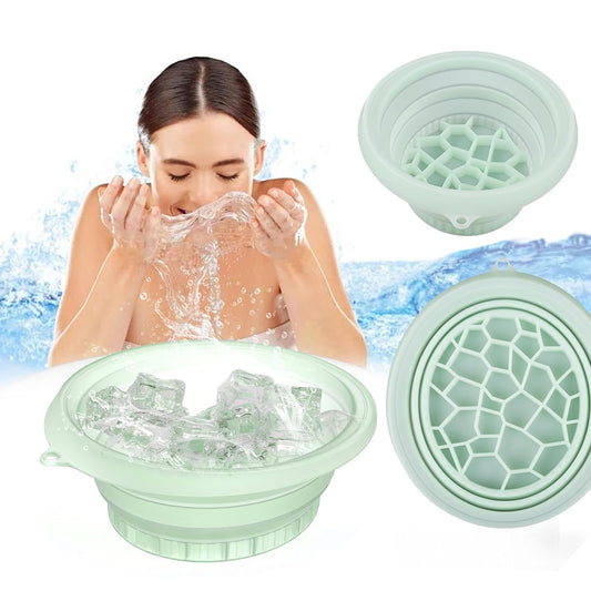 Ice Bowl for Face Ice Bath Kit Foldable Ice Bath Face with Reusable Cubes Washbowl Facial Mixing Bowl, Green