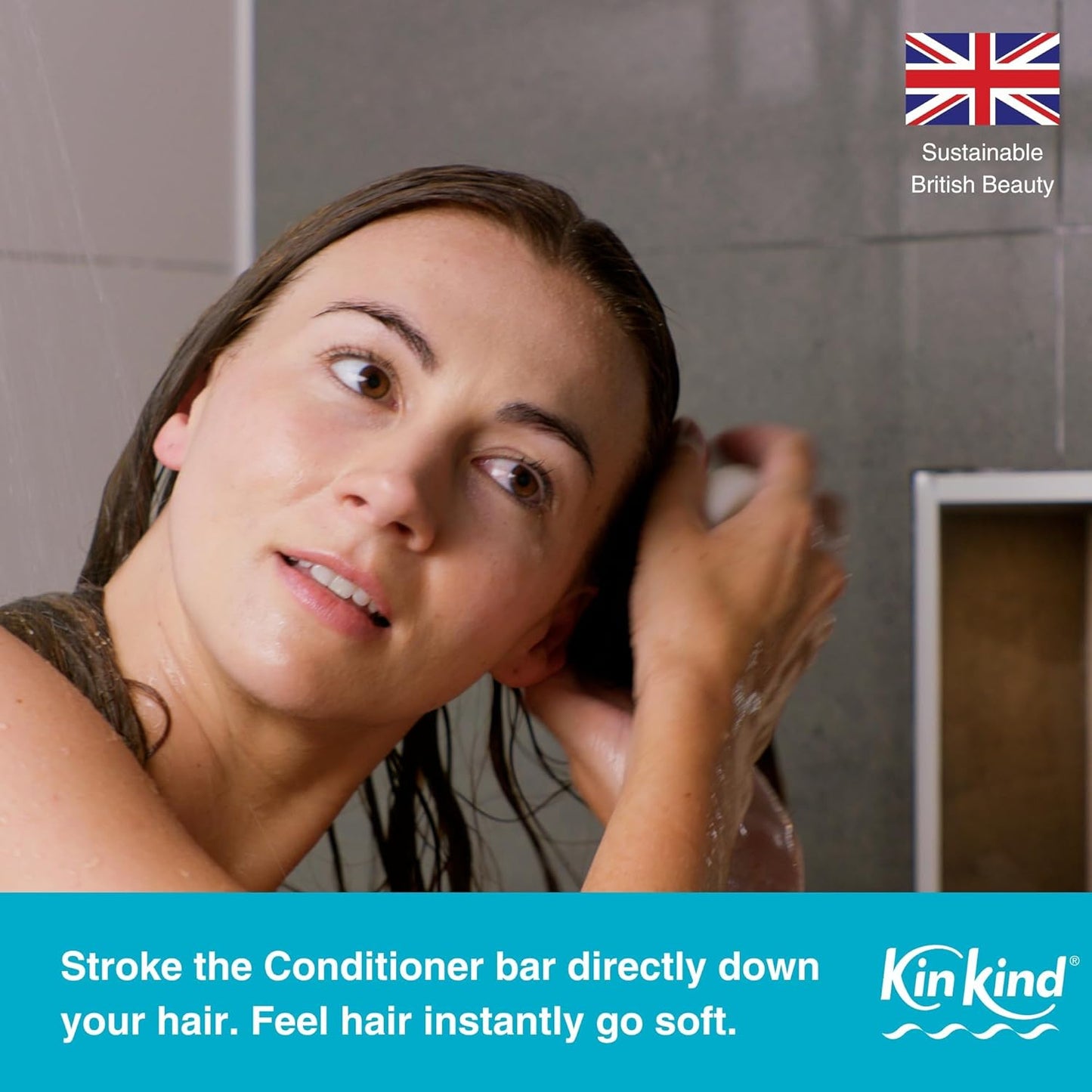 KinKind Rice Water Hair Conditioner Bar - Give Me STRENGTH! Hair Thickening, Volumising, Strengthening Conditioner Bar for hair with Rice Protein for Thinning hair | UK Made | 50 Washes