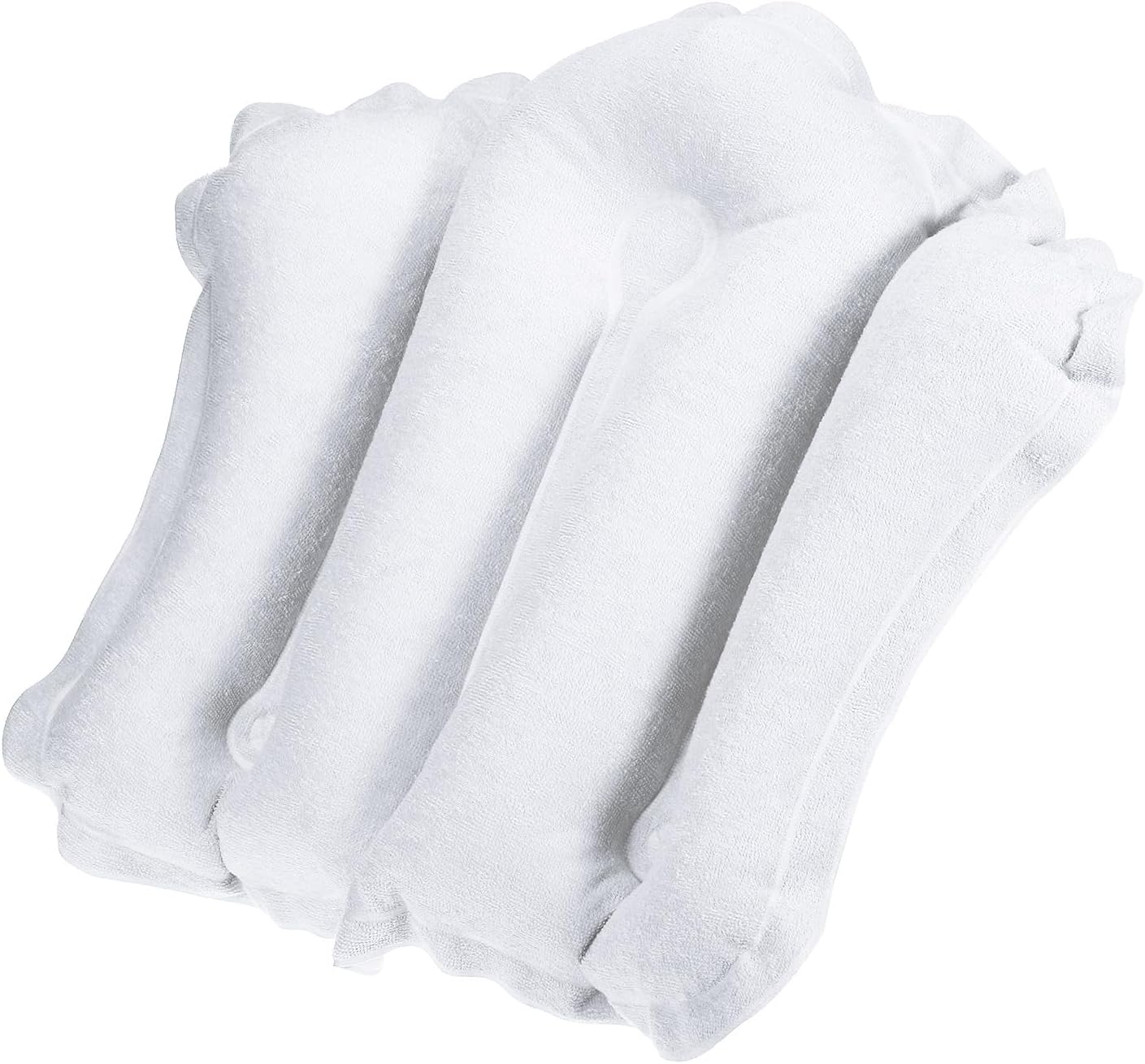 PATIKIL Inflatable Bath Pillow with Suction Cups, Terry Cloth Covered Shell Shape Bath Pillow Neck Support for Bathtub Hot Tub, White