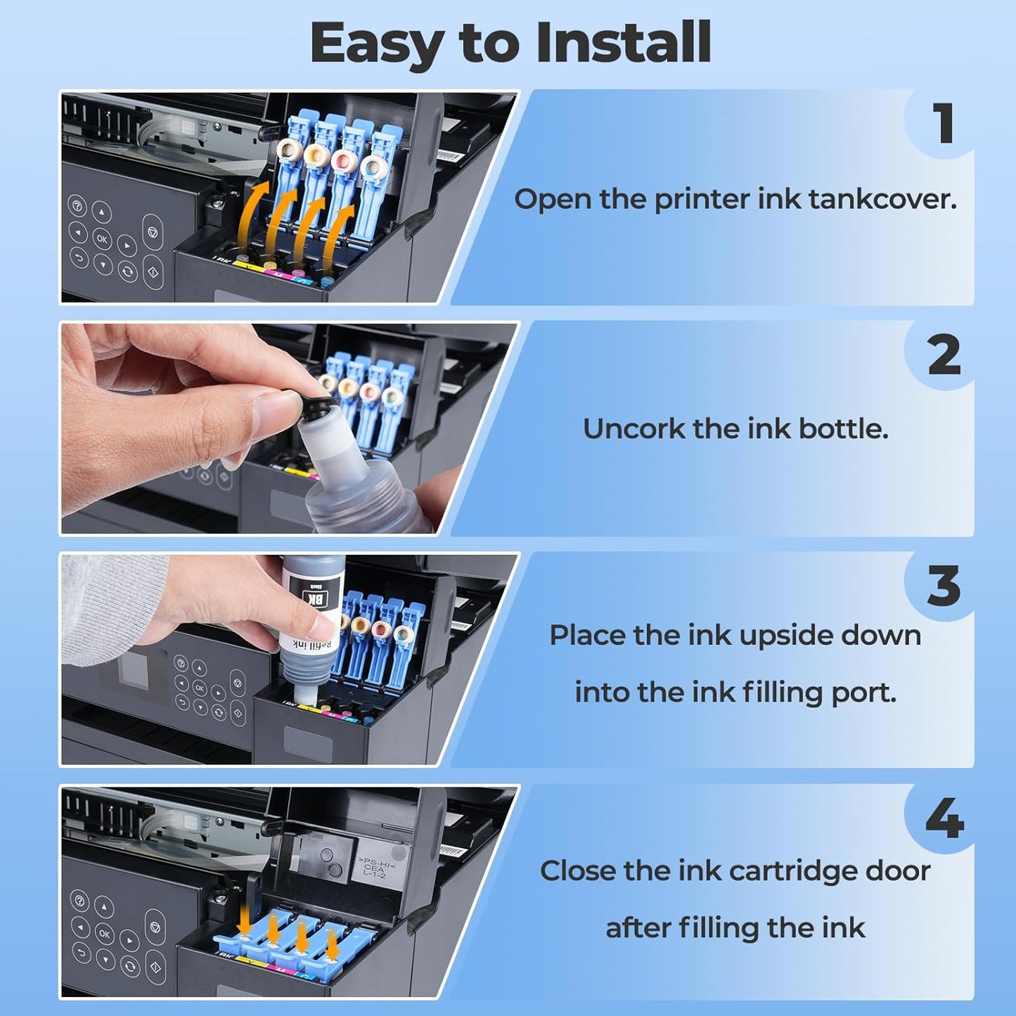 502 Ink Refill Bottle ET-2850 ET-3850 ET-2760 ET-2980 Replacement for 502 Ink Bottles for ET15000 ET-3830 ET-4850 ET 2850 ET 3850 ET 2760 ET-3843 ET-4760 ET-2750 ET-3760 ET3750 ET4750 Printer 10 Pack