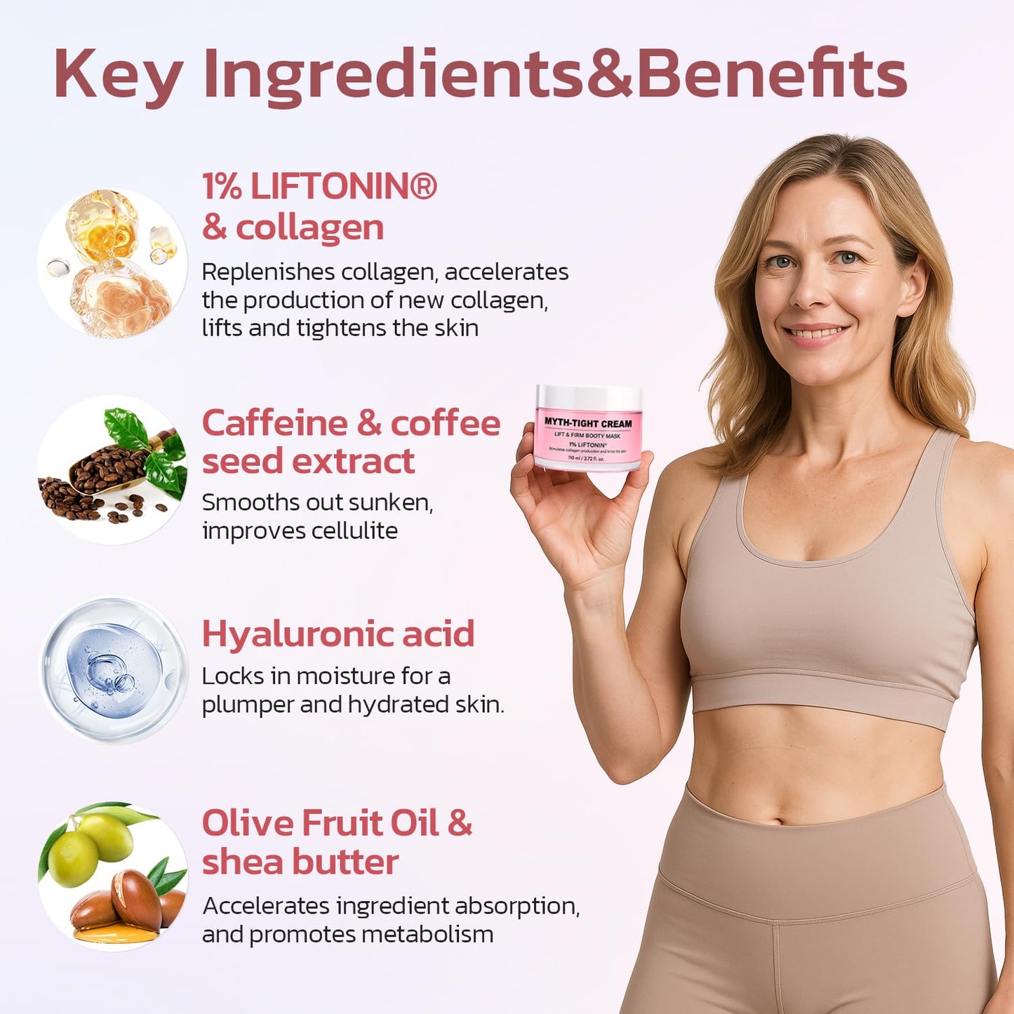 Cellulite Cream, Butt Firming and Lifting Cream - Reduce Cellulite Appearance | Reduce Loose & Stretch Mark Skin Tightening Cream for Body Booty, Legs & Belly Enhances Curves 3.72 fl.oz