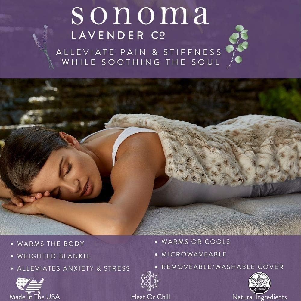 Sonoma Lavender Aromatherapy Spa Blanket Filled with Lavender Flowers and Flaxseed, Hot/Cold Microwaveable Heated Blanket for Soothing Muscles, Removable Washable Cover (44" x 18", Arctic Circle)