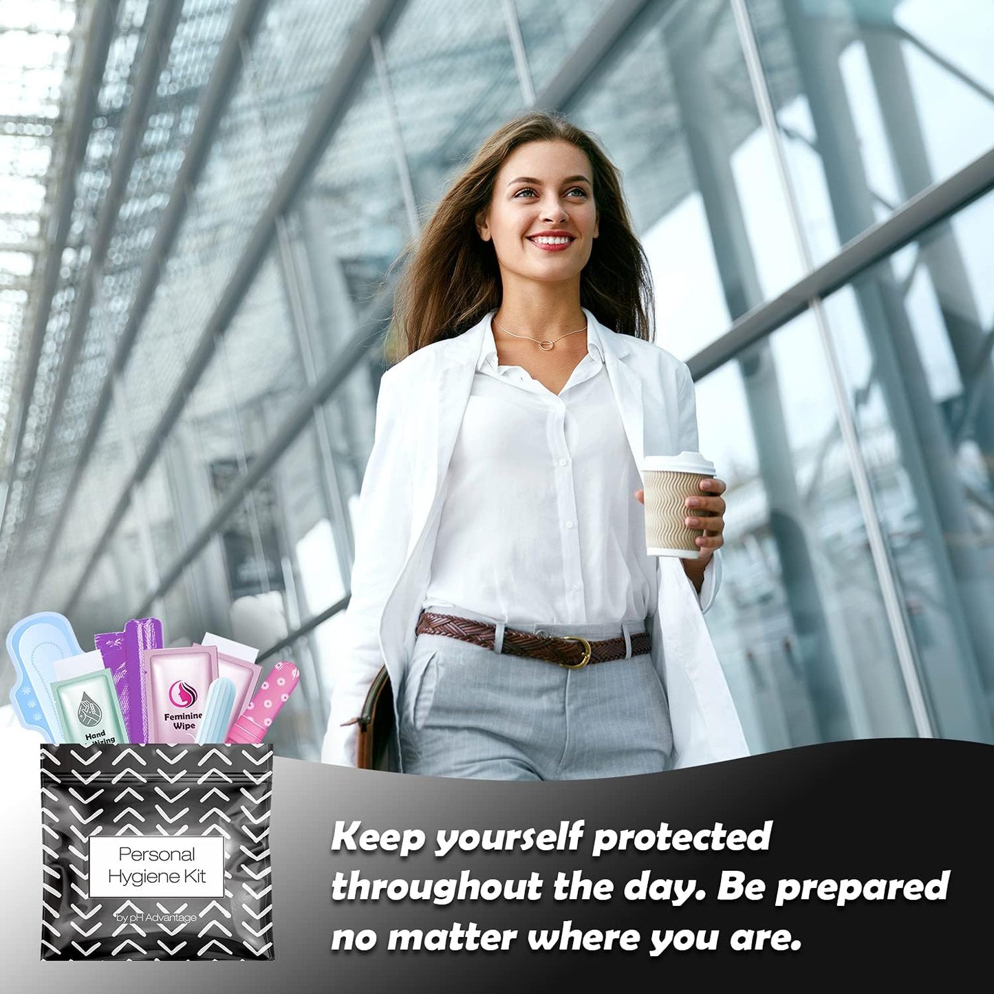 30 x Menstrual All-in-One Kits - Assorted Colors | Convenience on The Go | Single Period Kit Packs | Individually Wrapped Feminine Hygiene Products (Black Treads/Blue Forest/Green Ferns)