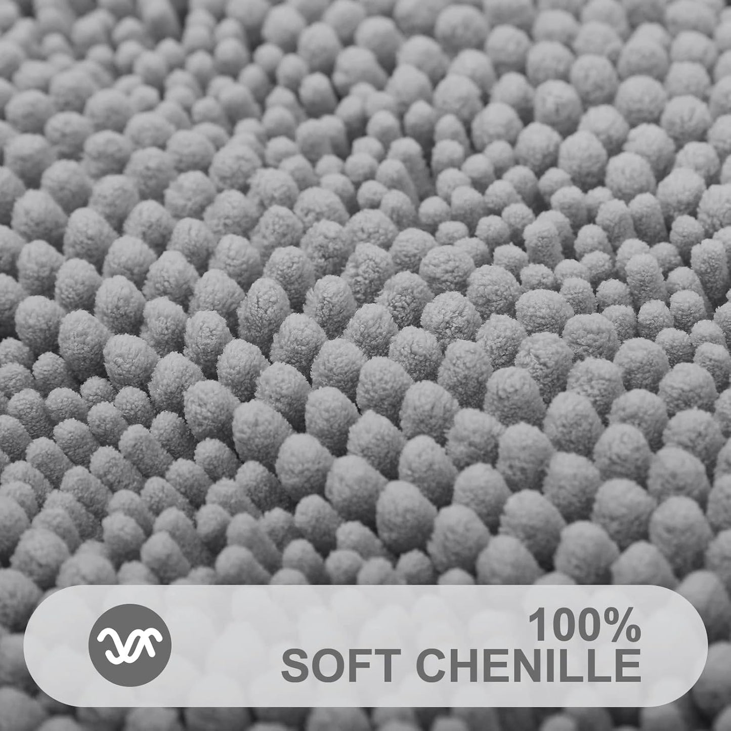 Grandaily Chenille Striped Bathroom Rugs 47x20, Extra Thick and Absorbent Bath Mats, Non-Slip Soft Plush Shaggy Shower Carpet, Machine Wash Dry, Bath Rug for Bathroom, Dark Gray