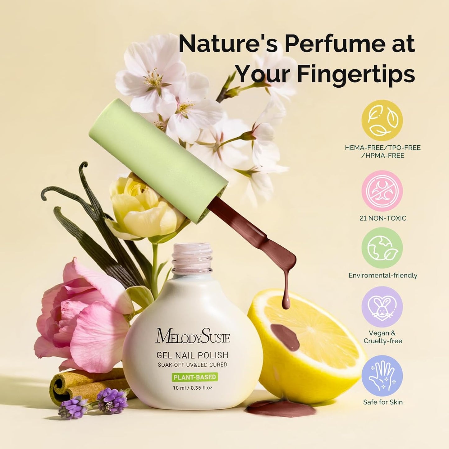 Melodysusie Gel Nail Polish Kit with Cordless UV Nail Lamp, ART06F UV Light for Plant Based Hema Free Fall Nails Polish No Wipe Glossy Top Coat Base Coat Builder Gel Set Manicure Tools Gift for Woman