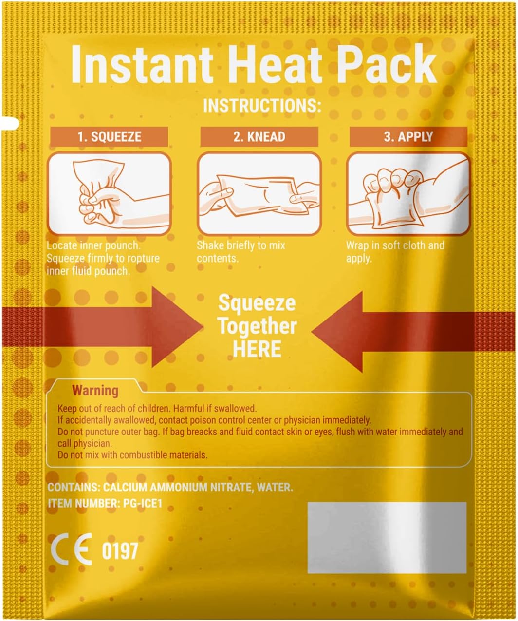 Instant Heat Packs - Disposable Hot Packs for Pain Relief, 5 in x 6 in, 25 Packs - Hot Pack for First Aid and Muscle Pain