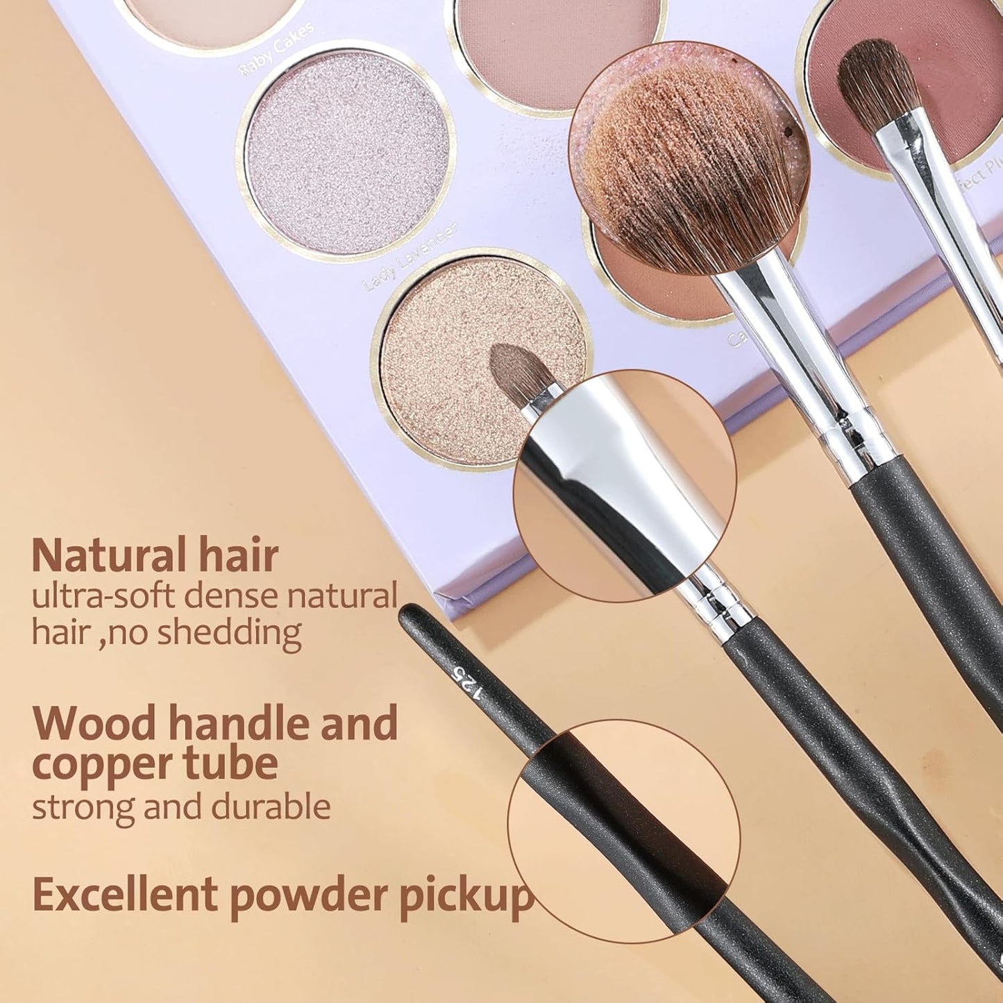 ENERGY Eye Makeup Brush Set 4PCS Professional Eyeshadow Blending Brushes Kit for Eyes Liquid Cream Powder Makeup Up Soft Fluffy Natural Goat Hair for Shader,Smudge,Crease Applicator with Travel Cover