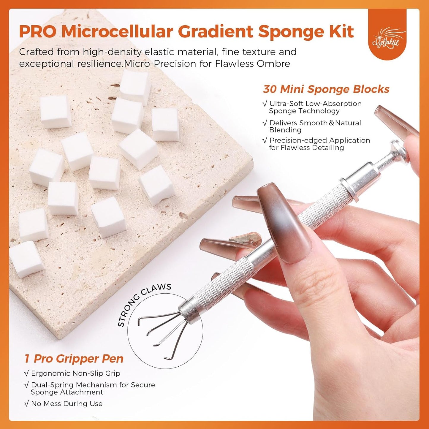 6 Colors Pat Painting Gel Polish Kit for Nails, Ombre Gradient Fall Winter Gel Nail Polish with 30PCS Sponge Applicators & Grabbing Pen,Nail Art for DIY French Manicure at Home